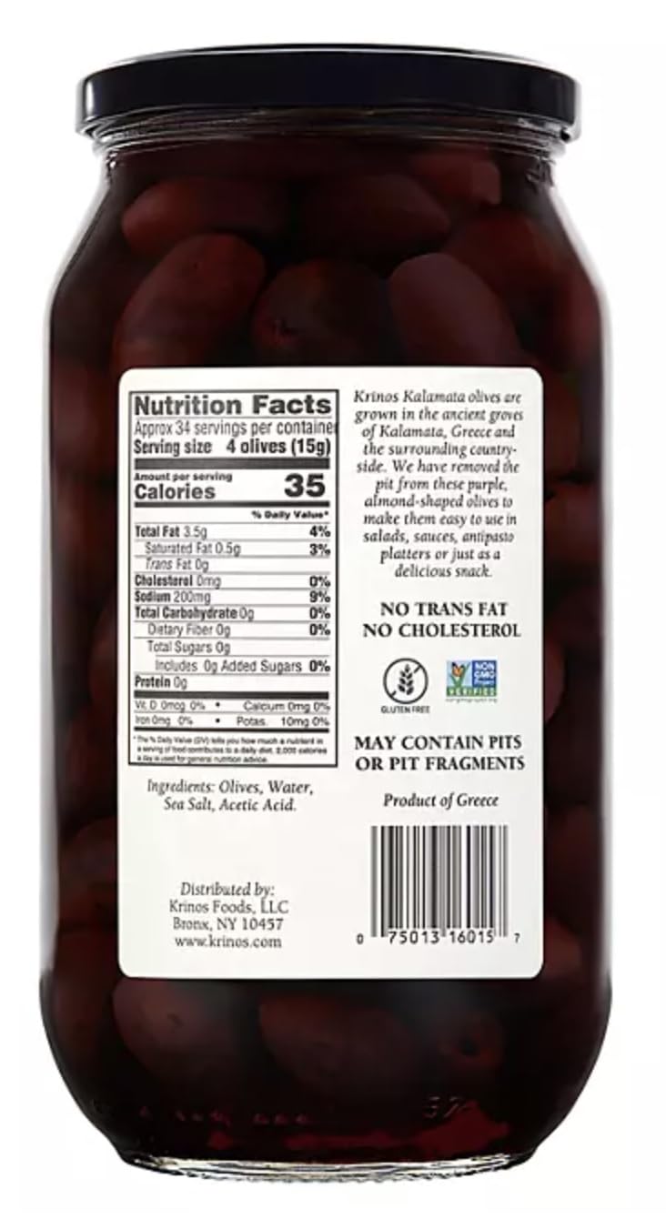 Kalamata Pitted Olives 35.27 oz (1kg) - Premium Greek Olives for Salads, Pasta & Mediterranean Recipes
