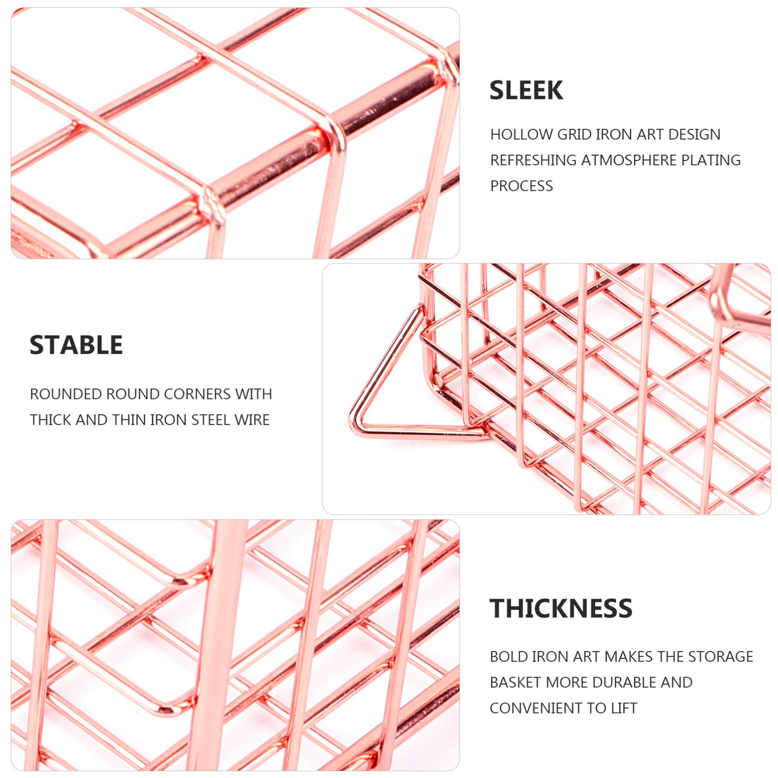 Cabilock 1-Piece Iron Wire Storage Basket - Metal Grid Desk Organizer for Office, Kitchen, Bathroom | Perfect for Snacks, Sundries & Home Organization Supplies