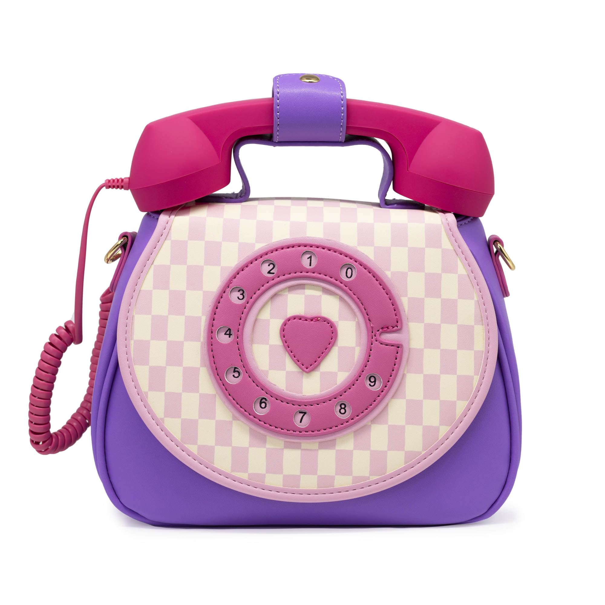 Bewaltz Novelty Handbag for Teens - Fun Phone-Shaped Convertible Purse in Pastel Checkerboard Print - Trendy Tween Fashion Accessory for School, Parties & Everyday Use