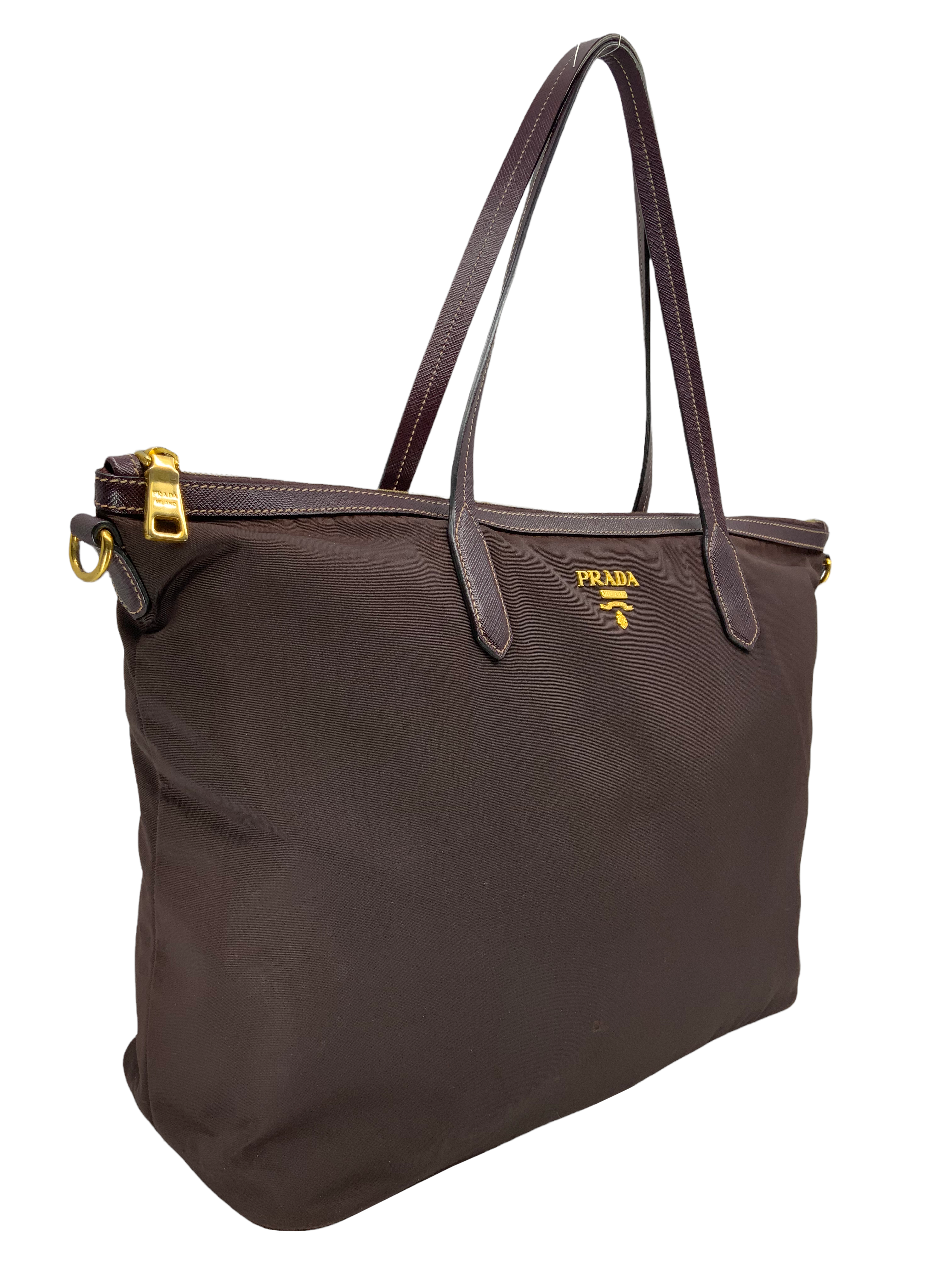 PRADA Tessuto Nylon and Saffiano Leather Tote Bag for Women | Luxury Designer Handbag for Work, Travel & Everyday Use