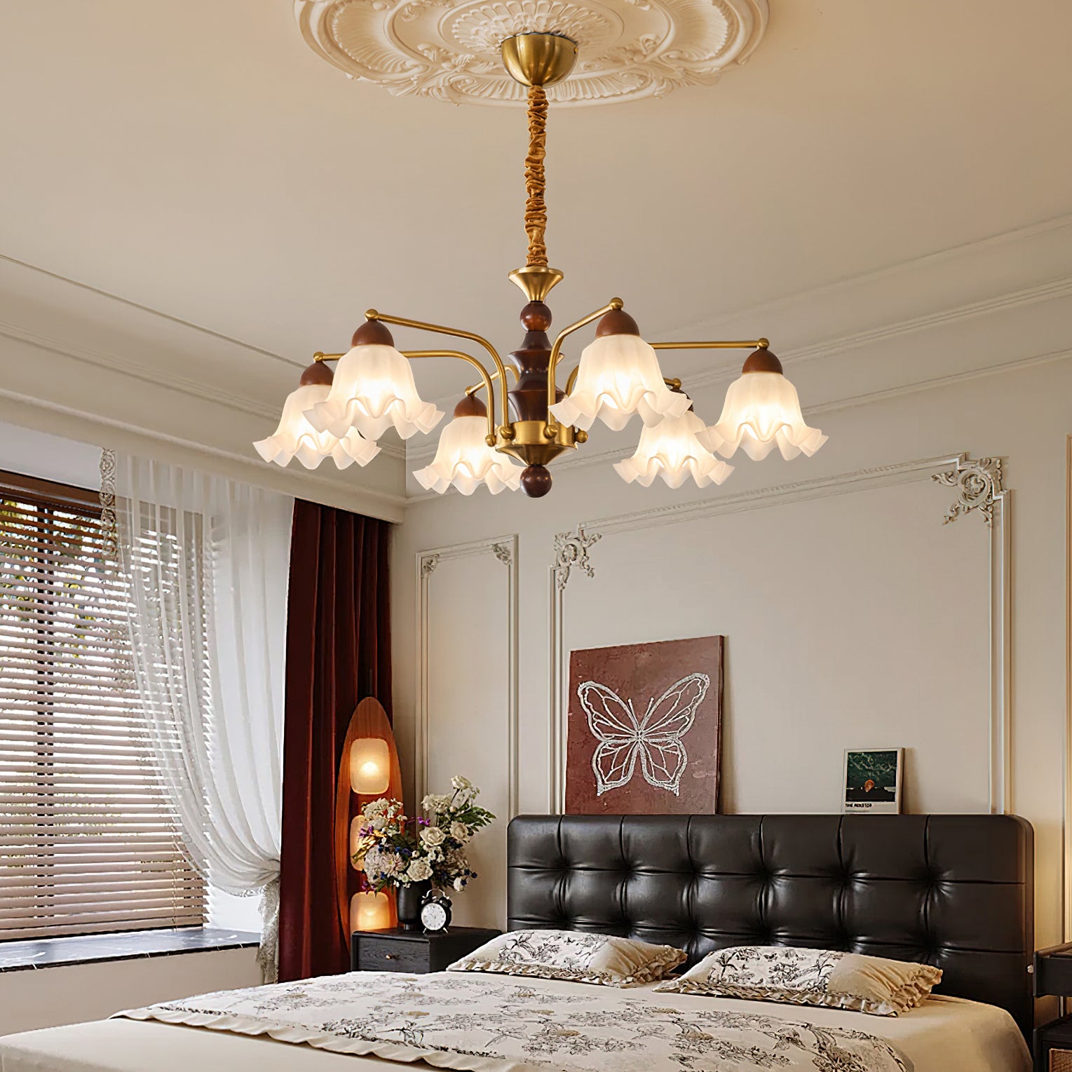 Elegant Blossom Flowers Chandelier - Floral Crystal Ceiling Light Fixture for Dining Room, Bedroom & Living Room Decor