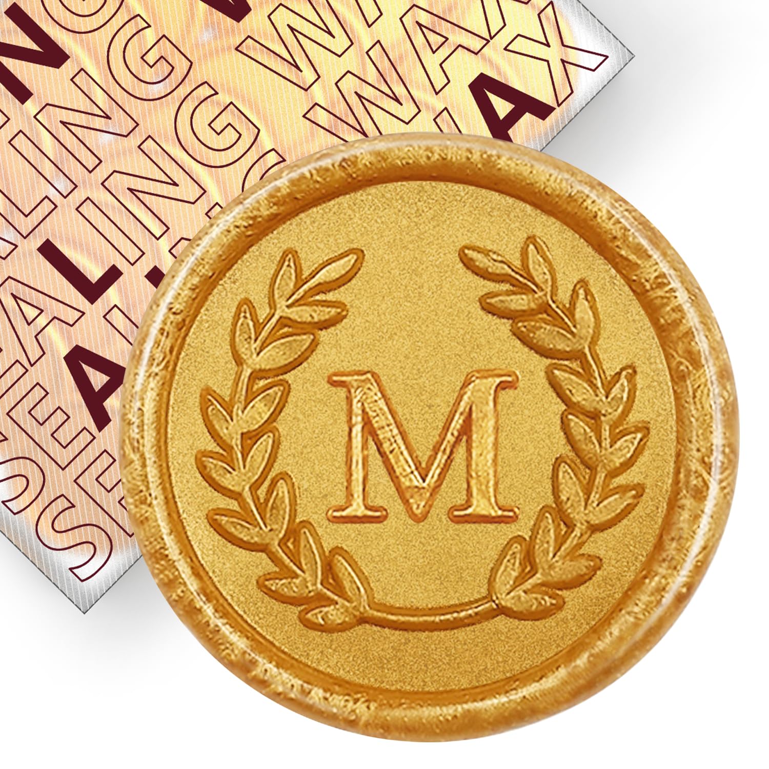 50Pcs Gold Letter M Adhesive Wax Seal Stickers - Handmade Self-Adhesive Wax Seals for Wedding Invitations, Envelopes, Christmas Gifts - No Stamp Needed, Easy Peel & Stick - Perfect for DIY Crafts, Scrapbooking & Elegant Stationery
