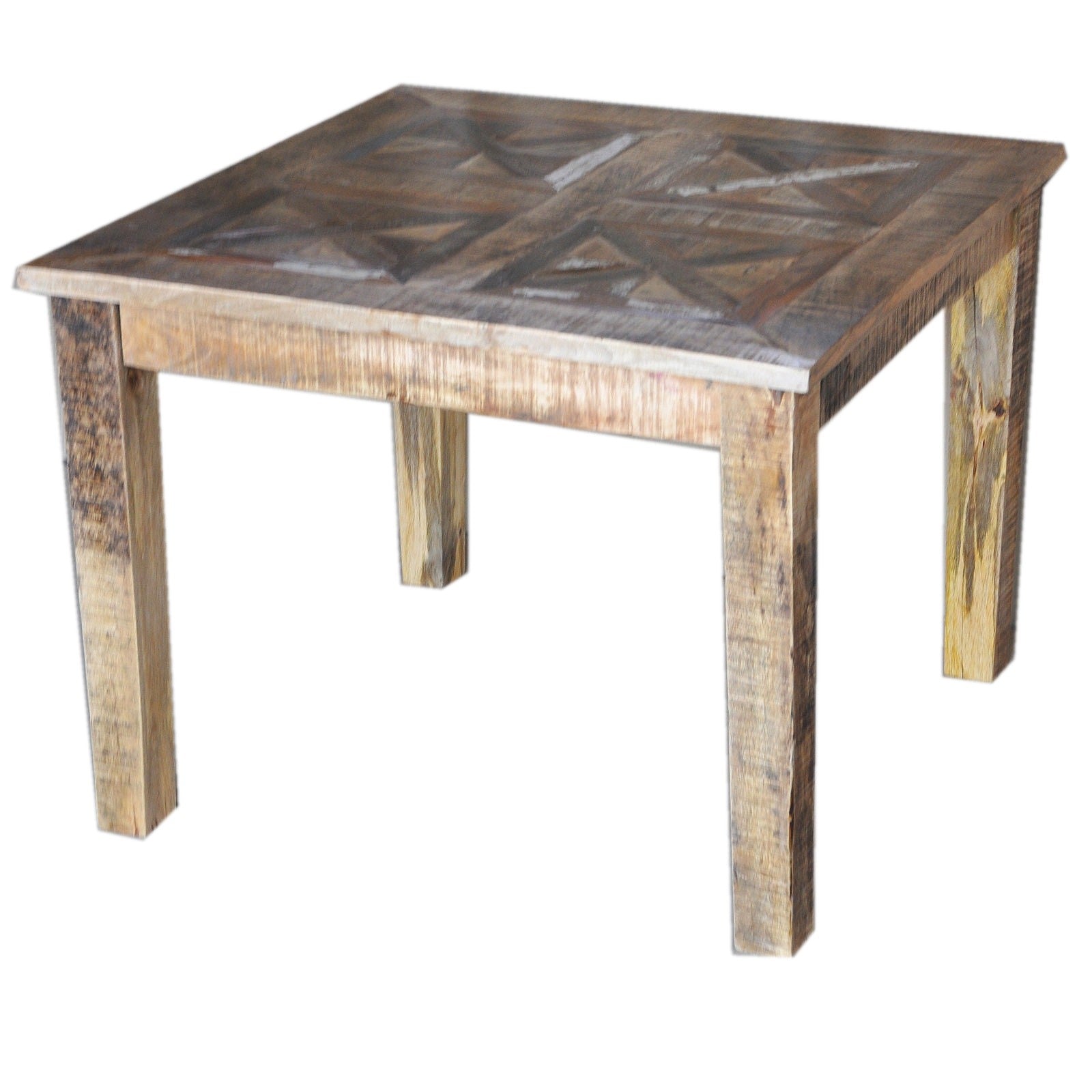 Reclaimed Wood & Mango Wood Square Dining Table - 4 to 8 Seater - Natural Finish - 90cm to 100cm - Perfect for Farmhouse, Rustic & Modern Dining Rooms