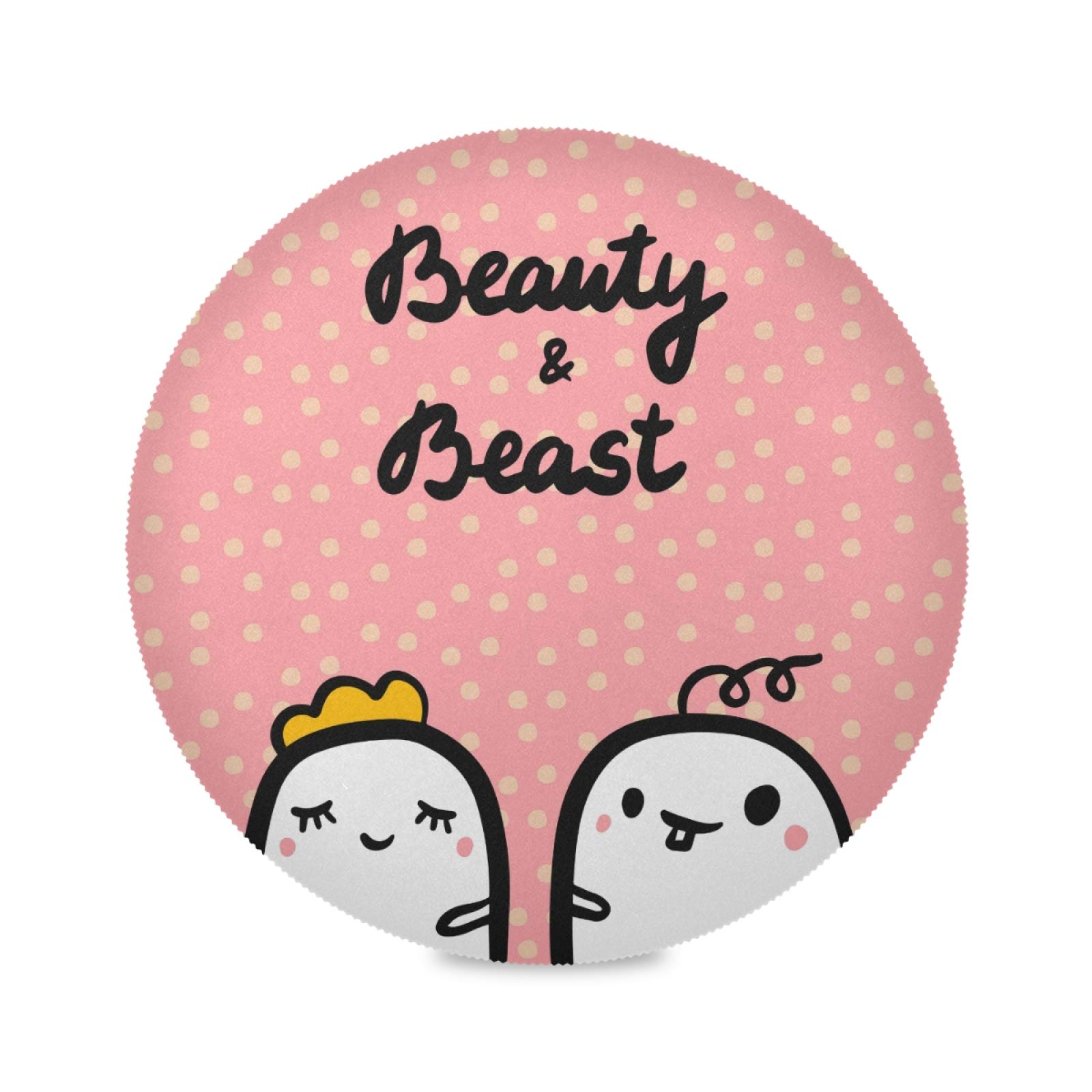 Beauty and the Beast Round Placemats Set of 4 - 15.4 Inch Heat-Resistant Table Mats for Dining & Kitchen Decor, Non-Slip PVC Tableware Protectors - Perfect for Disney Themed Parties, Family Dinners, and Home Decor