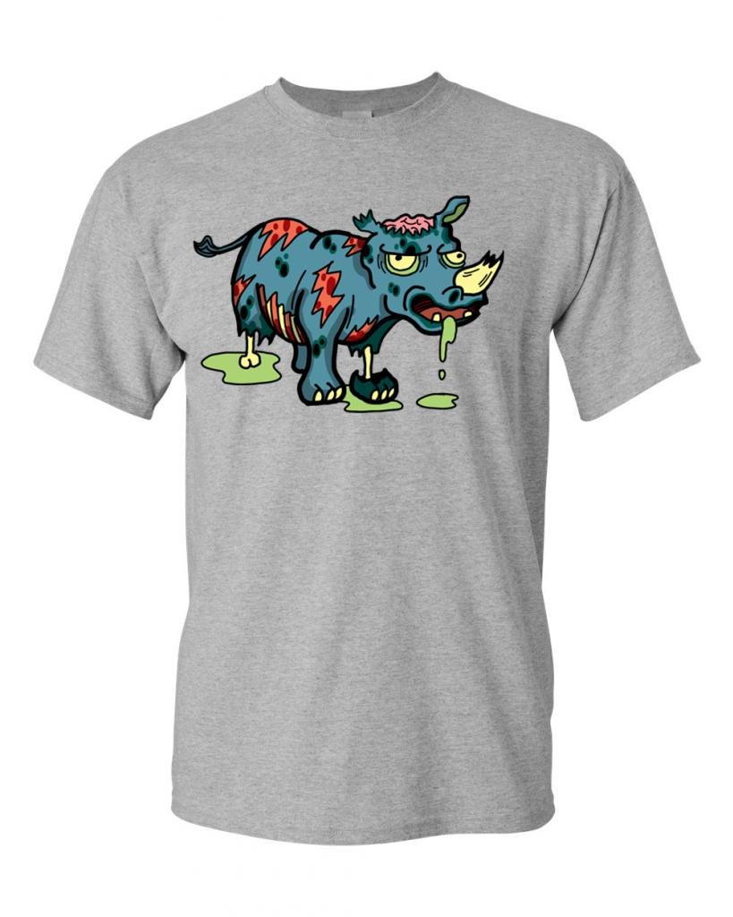Zombie Rhino Undead Animals Graphic T-Shirt for Men & Women | Horror & Halloween Themed Tee | Perfect for Cosplay, Costume Parties & Scary Movie Nights