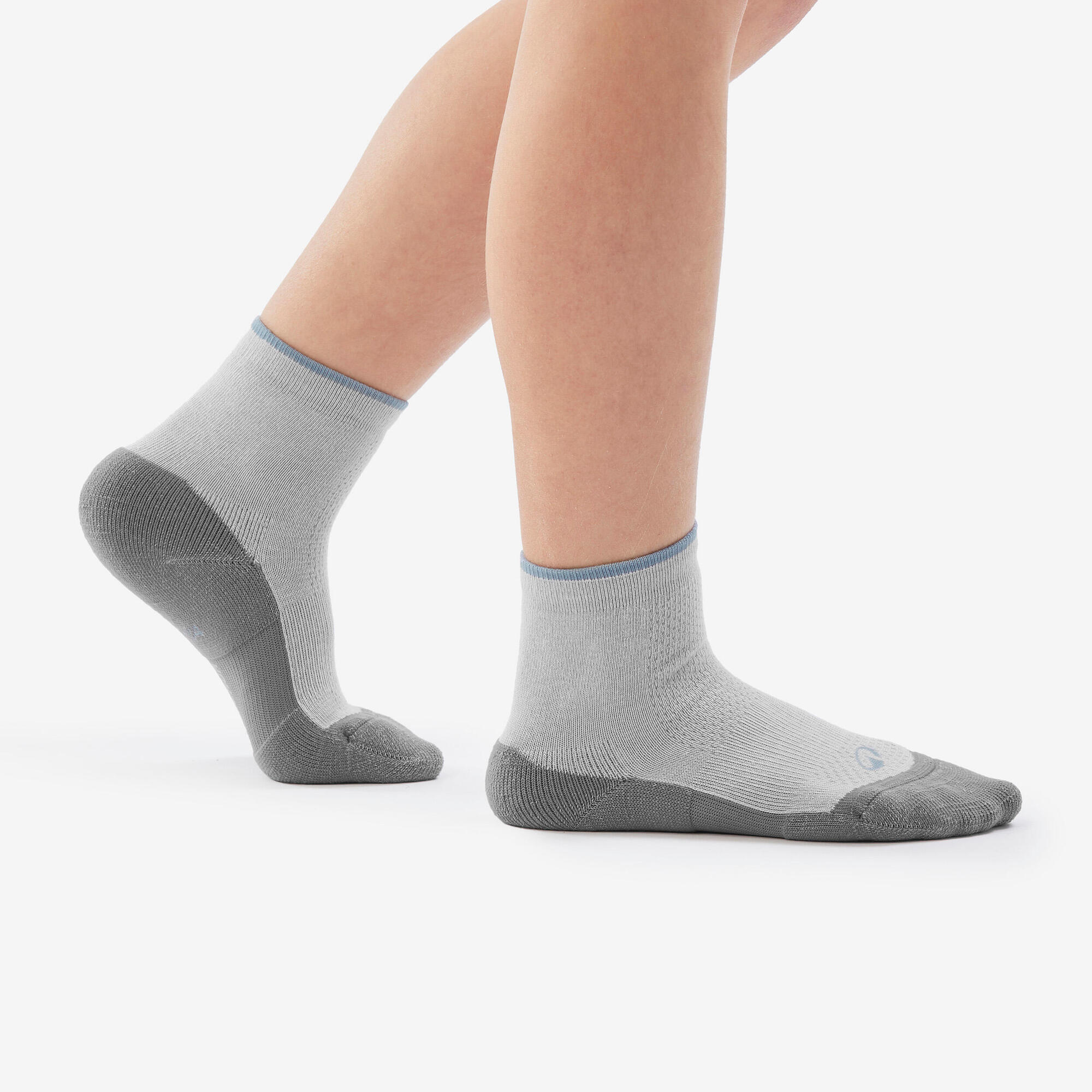 Quechua Kids' Hike 100 Hiking Socks 2 Pack - Breathable & Cushioned for Outdoor Adventures - Perfect for Hiking, Camping & Family Outdoor Activities