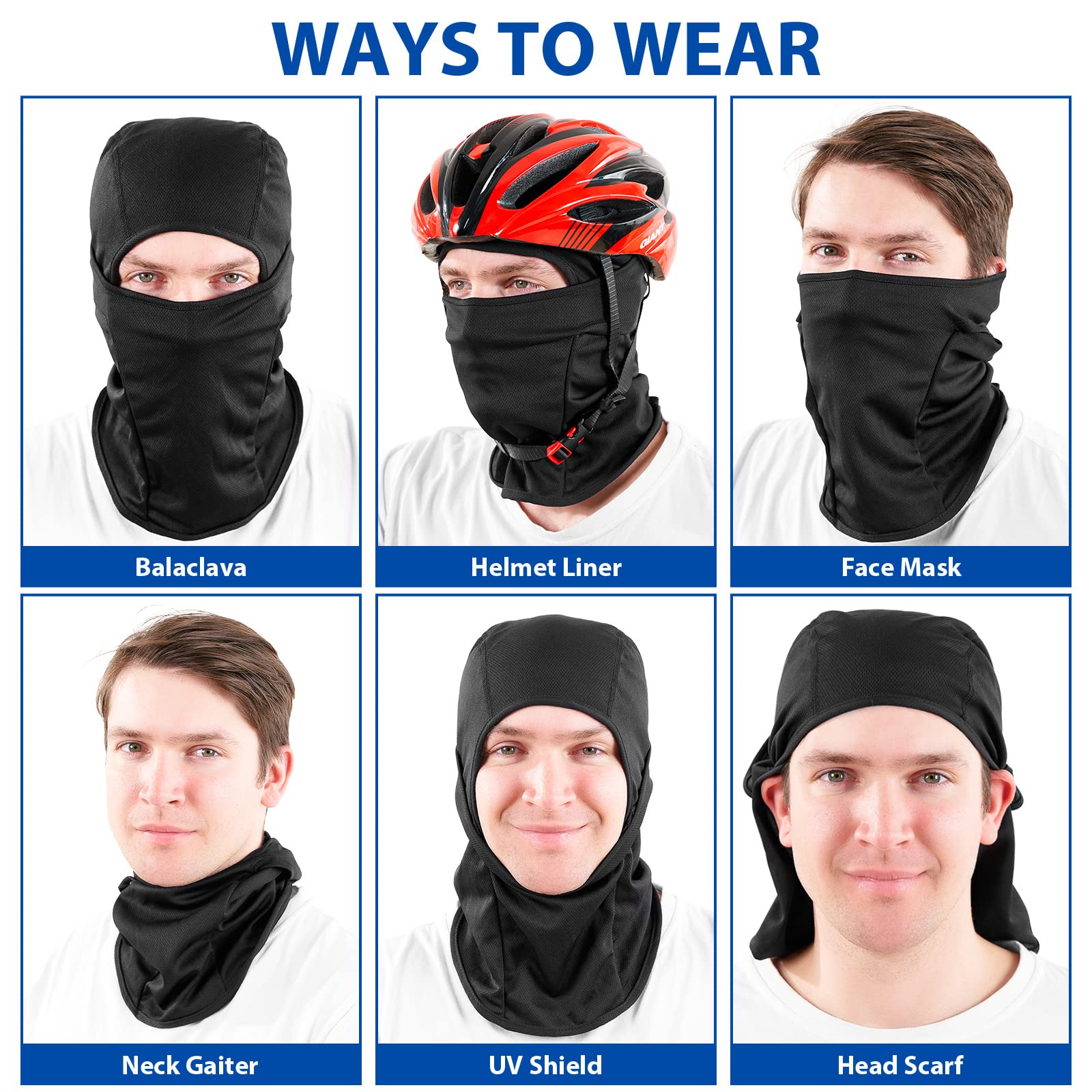 SHEVERCH Ski Mask for Men & Women - Breathable Balaclava Face Mask with UV Protection for Skiing, Football, Running, Motorcycle & Cycling - Cold Weather & Outdoor Sports Gear