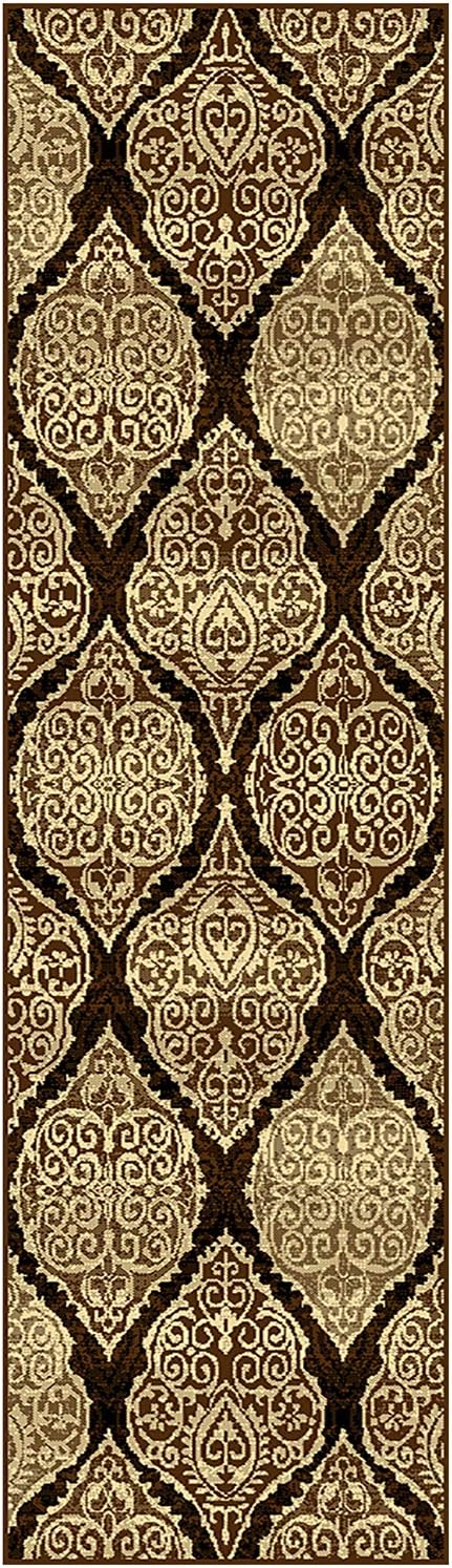 Amherst Traditional Damask Medallion Indoor Area Rug - Non-Slip Living Room Carpet for Bedroom, Dining Room & Home Decor | Soft & Durable Floor Covering