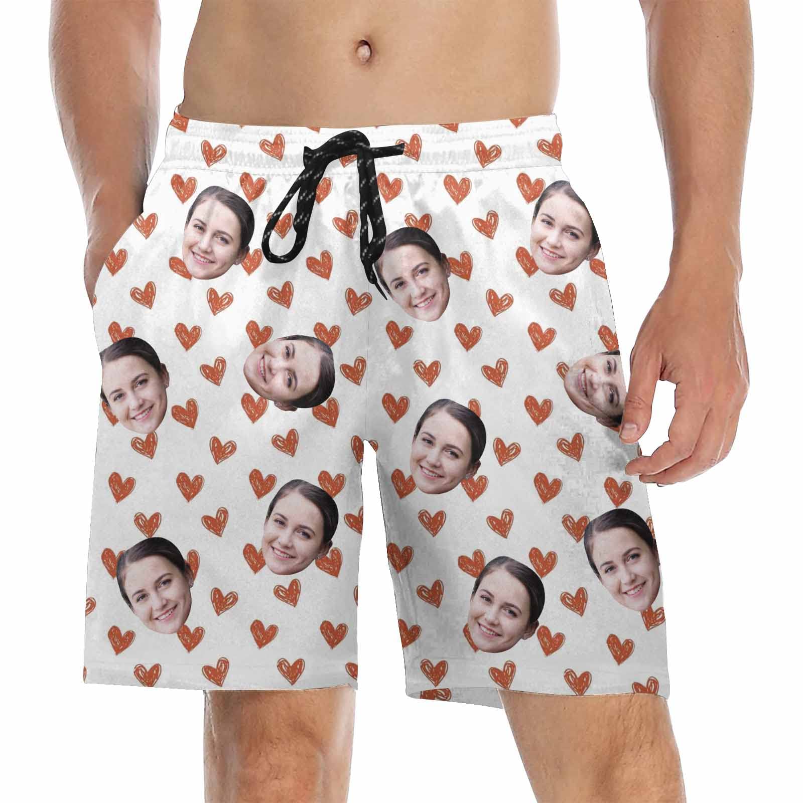 Custom Face Print Men's Swim Shorts - Personalized Beach Shorts with Photo for Men - Funny Birthday Gift for Husband/Boyfriend - Perfect for Pool Parties, Beach Vacations & Summer Outings