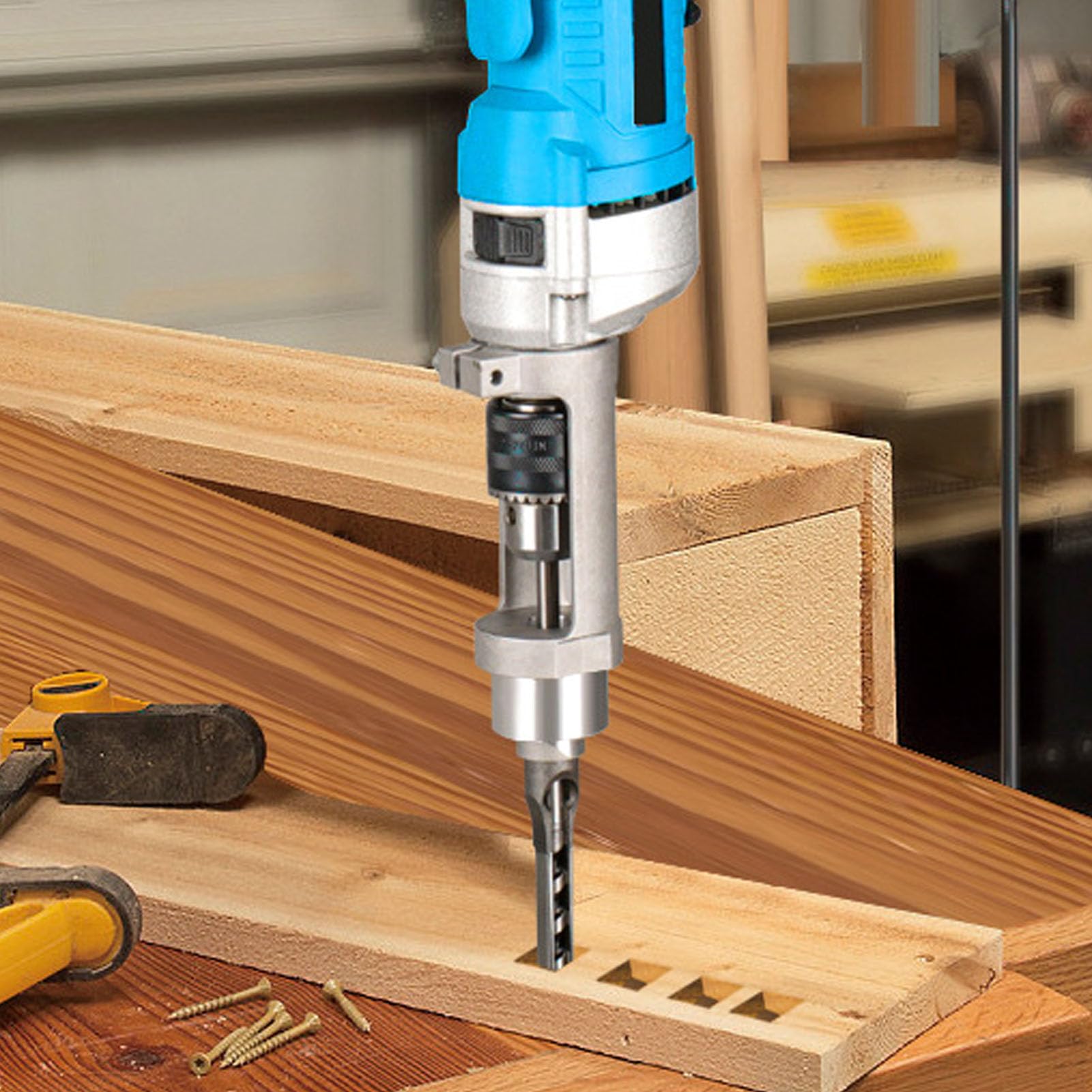 Square Hole Drill Bit Adapter - High Efficiency Woodworking Tool for Mortise & Tenon Joints, Aluminum Alloy 38-43mm Drill Chuck - Perfect for Cabinet Making, Furniture Repair & DIY Wood Projects