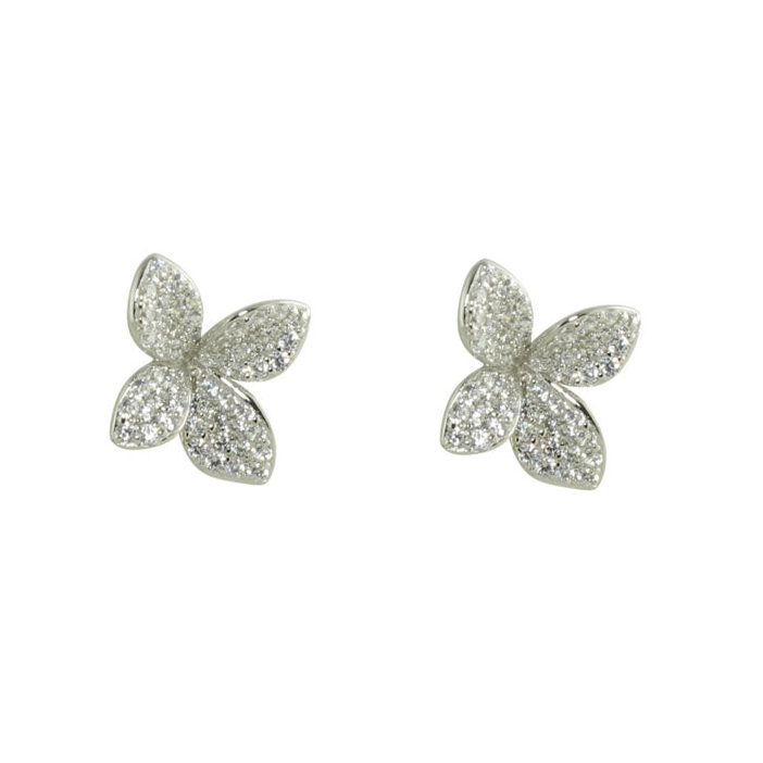 Small Pavé Flower Earrings - Dainty Floral Stud Earrings for Women - Perfect for Weddings, Parties & Everyday Wear