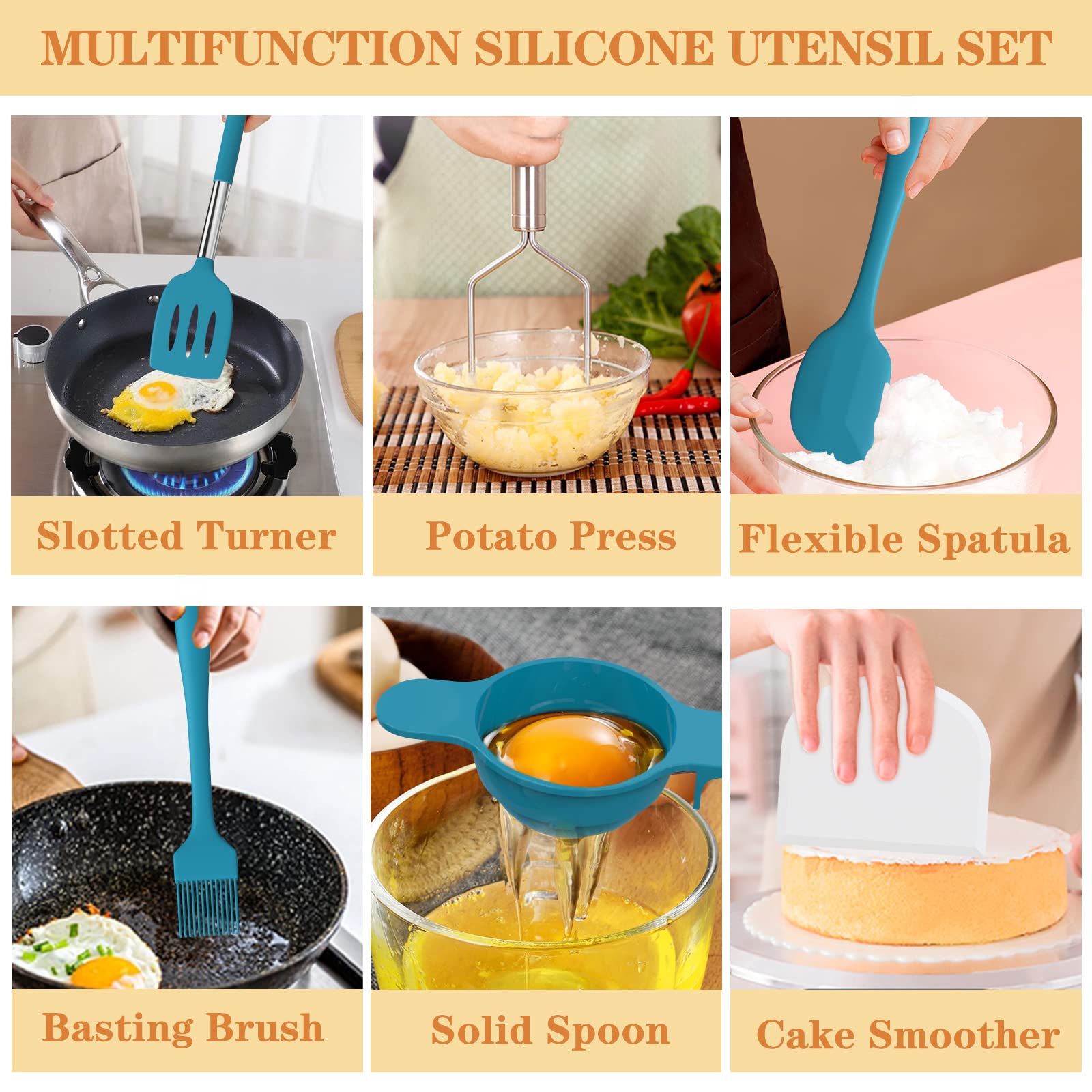 **Umite Chef 43-Piece Silicone Kitchen Utensils Set - Nonstick Cookware Safe, Heat-Resistant Cooking Tools for Baking, Stirring & Serving - Perfect for Home Chefs & Professional Kitchens**