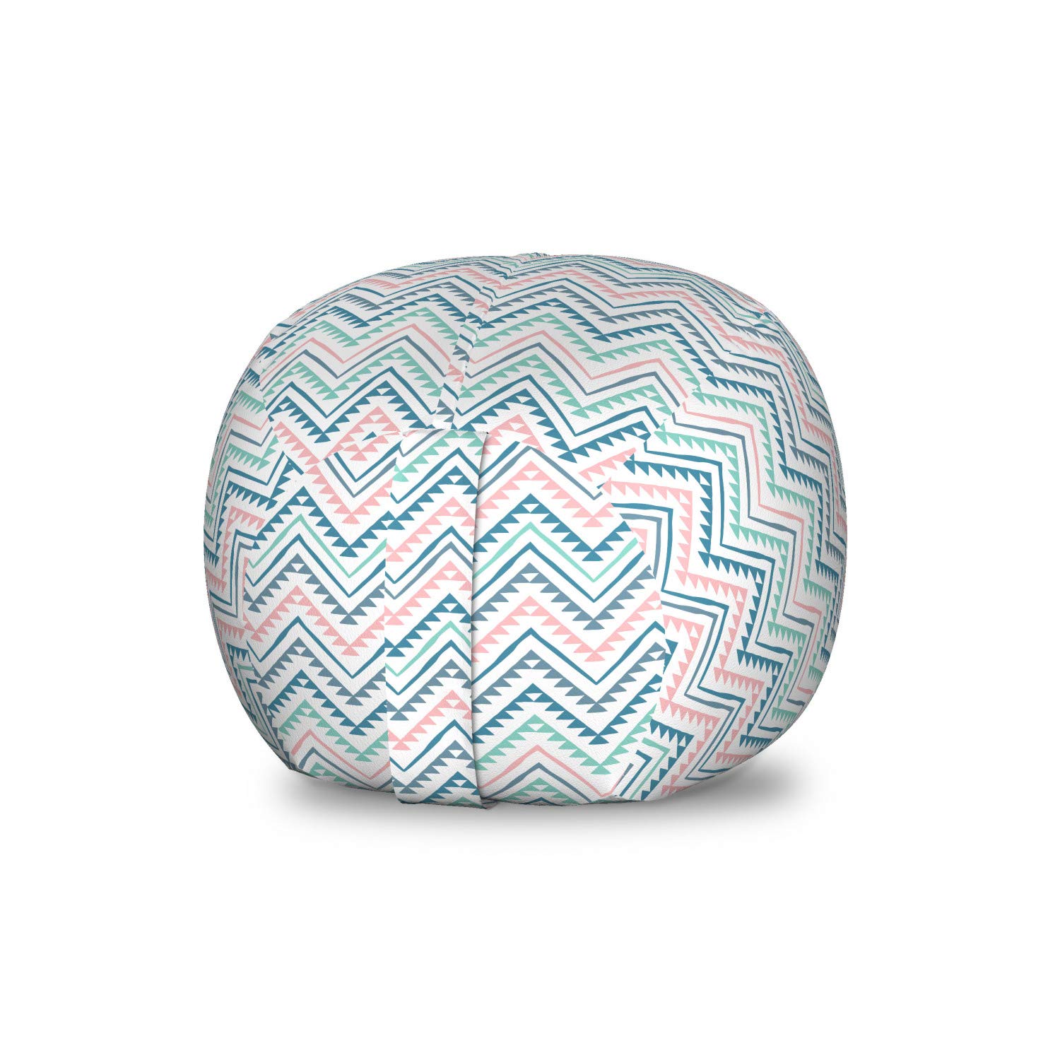 Ambesonne Mexican Print Toy Storage Bag Chair | Pastel Zigzag Design | Washable Stuffed Animal Organizer | Small Size Rose Sea Blue | Kids Room Decor & Playroom Organization