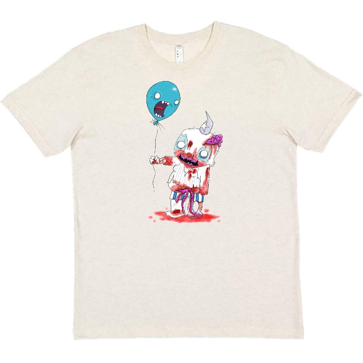 Inktastic Zombie Clown Balloon T-Shirt - Gus Fink Studios | Funny Horror Graphic Tee for Halloween, Cosplay & Comic Con | Unique Gift for Zombie Fans & Horror Lovers