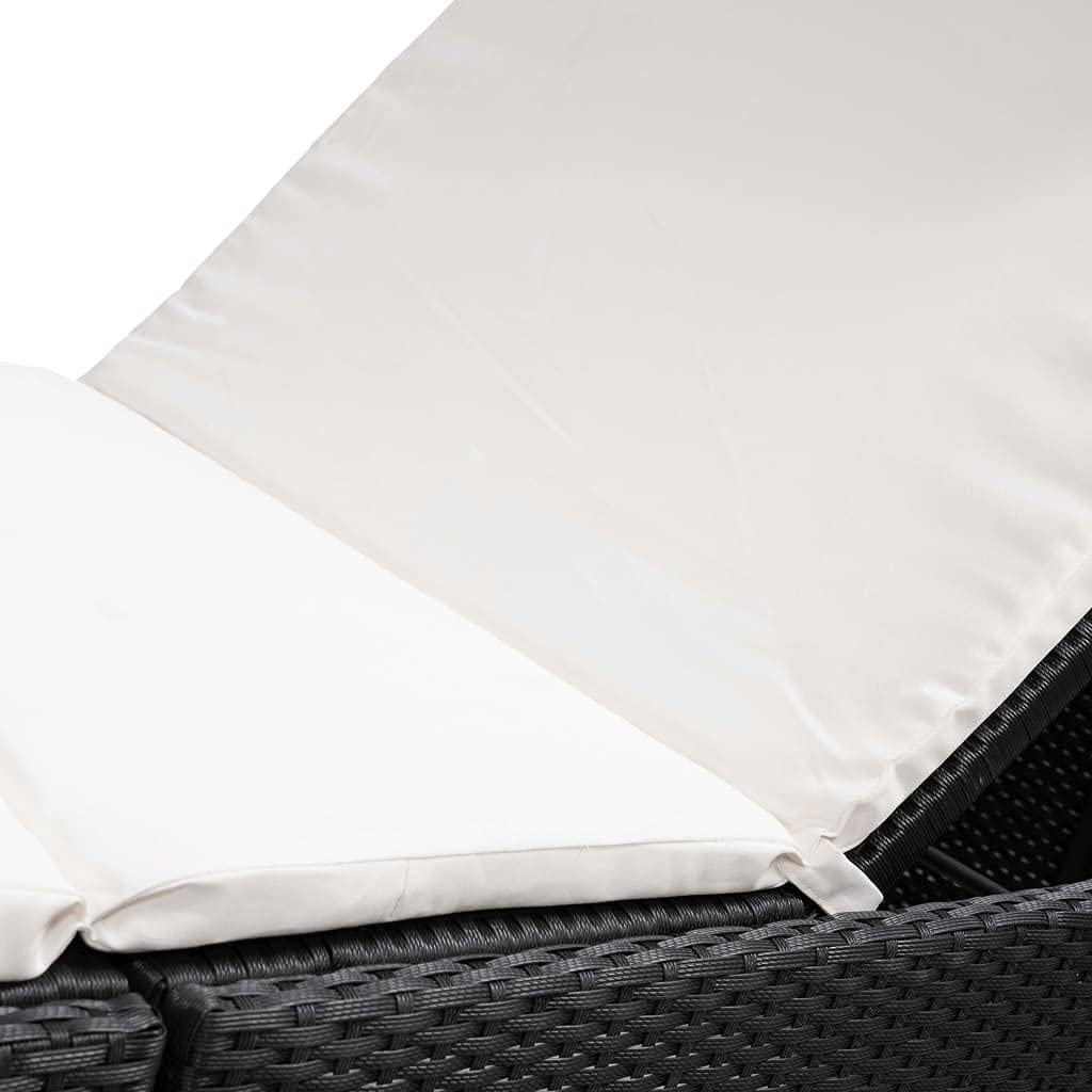 Premium Outdoor Sun Lounger with Cushion - Black Poly Rattan Chaise Lounge for Patio, Lawn, Garden, Beach & Poolside Relaxation | Perfect for Sunbathing, Backyard Lounging & Vacation Getaways