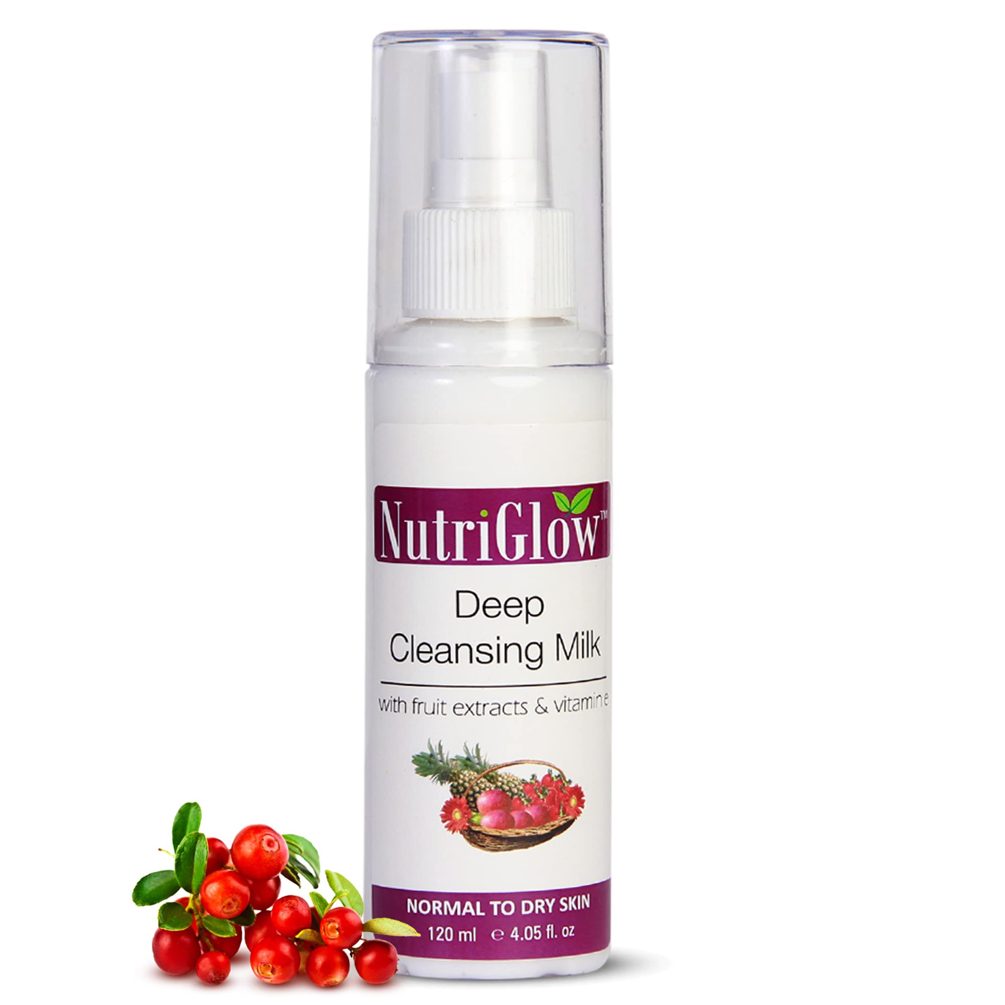 NutriGlow Deep Cleansing Milk with Fruit Extracts & Vitamin E - 120ml for Radiant Glow & Clear Skin | Gentle Face Wash for Daily Skincare Routine, Makeup Removal & Hydration