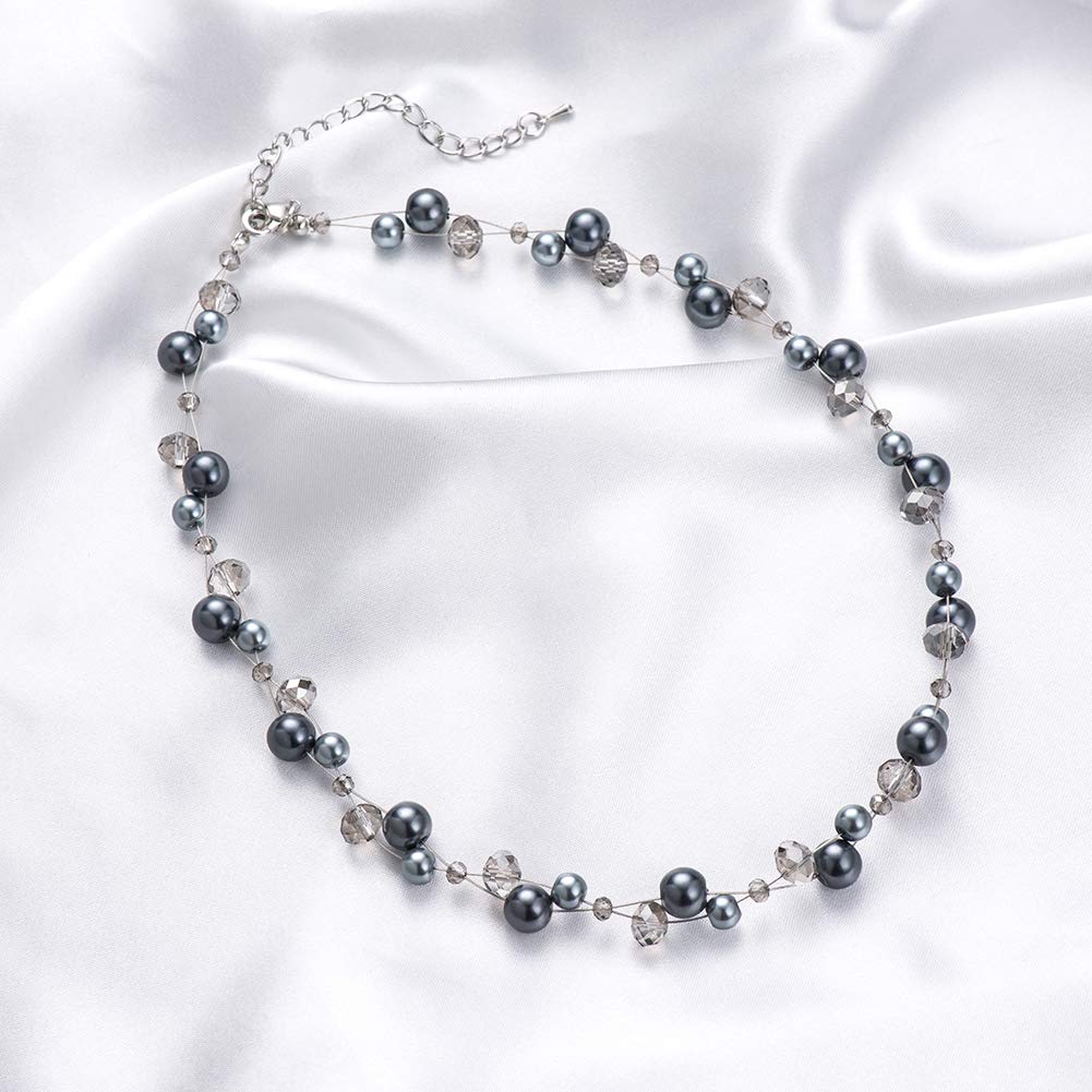Turquoise Beaded Necklace for Women - Elegant Pearl & Crystal Bead Fashion Jewelry, Perfect Birthday Gift for Her | Boho Chic Accessory for Parties, Weddings & Everyday Wear
