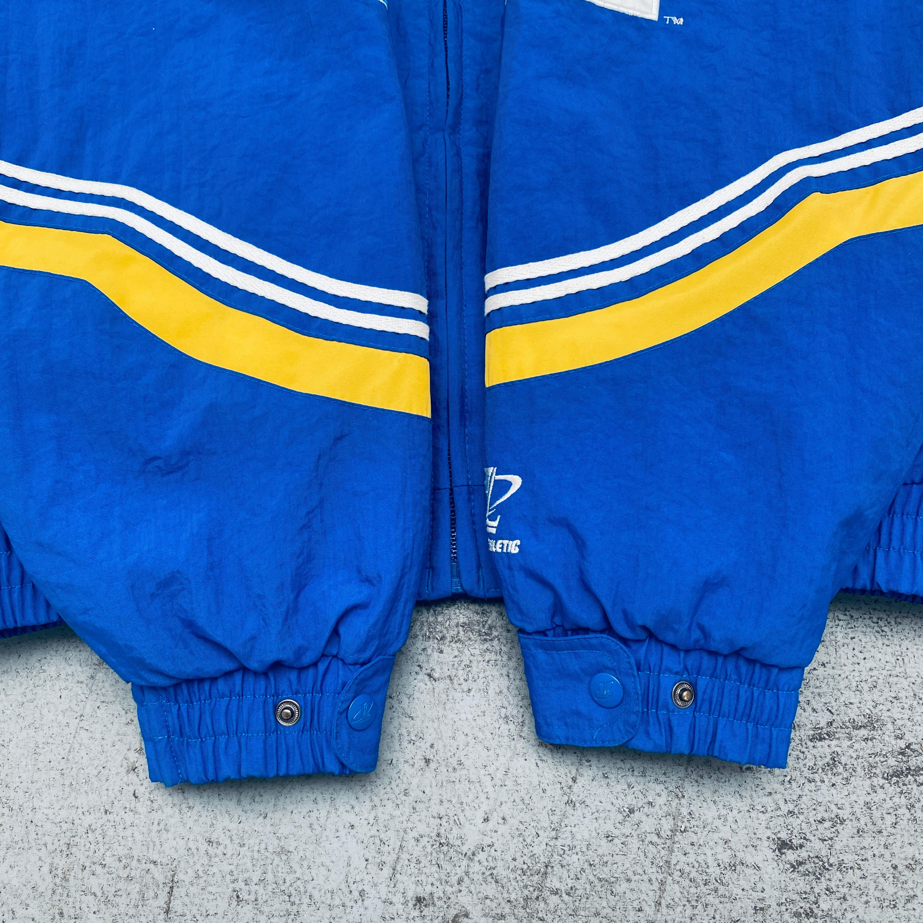 Vintage St. Louis Rams 1990s Logo Athletic Full-Zip Diamond Spike Jacket - Proline NFL Football Team Apparel (Medium/Large) - Perfect for Game Day, Tailgating & Sports Fan Collectibles