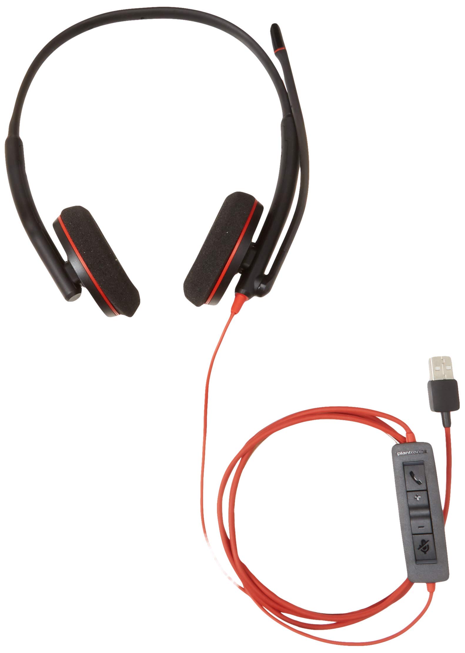 Plantronics Blackwire C3220 USB Headset with Noise-Canceling Mic - Comfortable Office Headphones for Calls, Webinars & Remote Work (Black) - Perfect for Business Professionals, Customer Service & Home Office Use