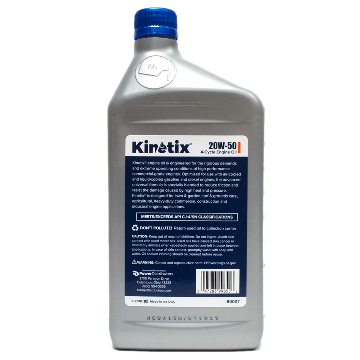 12PK Kinetix 20W-50 Small Engine Oil 1 Quart Bottle (80007) - High Performance Oil for Lawn Mowers, Generators & Outdoor Power Equipment