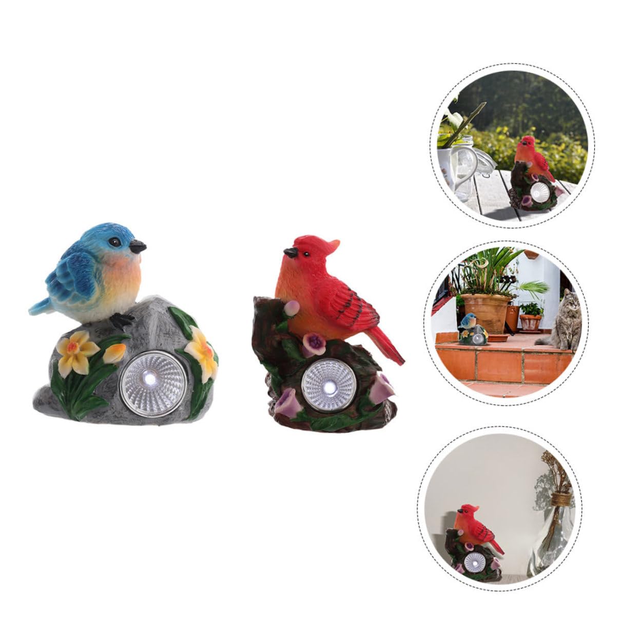 Angoily Solar Lanterns for Garden - 2 Pack Bird Decorative Outdoor Solar Lights, Waterproof Resin Solar-Powered Garden Lamps for Patio, Yard, Pathway & Landscape Lighting
