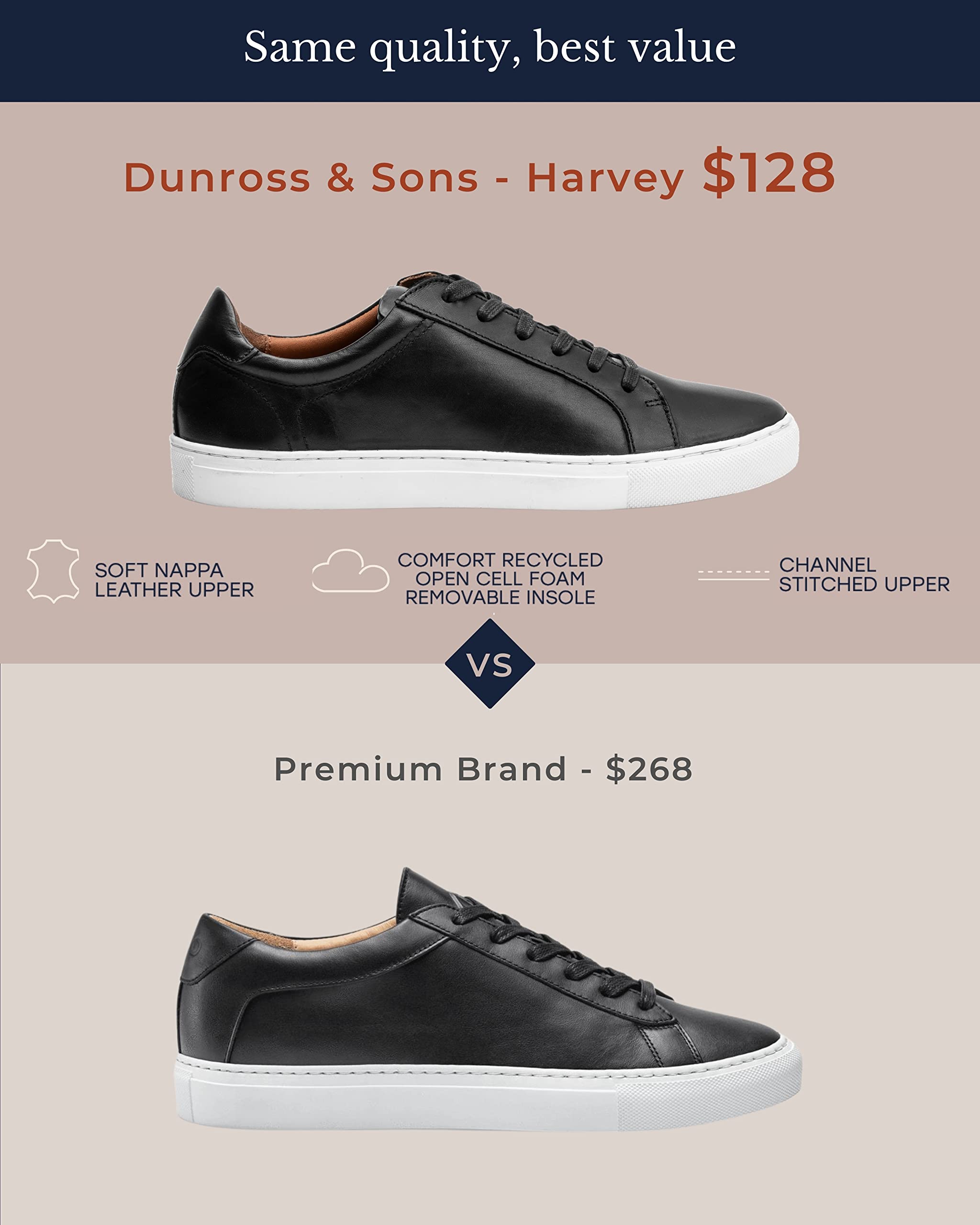 Dunross & Sons Men's Sneakers - Fashionable Lace-Up & Slip-On Casual Shoes for Men | Comfortable Leather Walking Shoes for Daily Wear, Work & Outdoor Activities