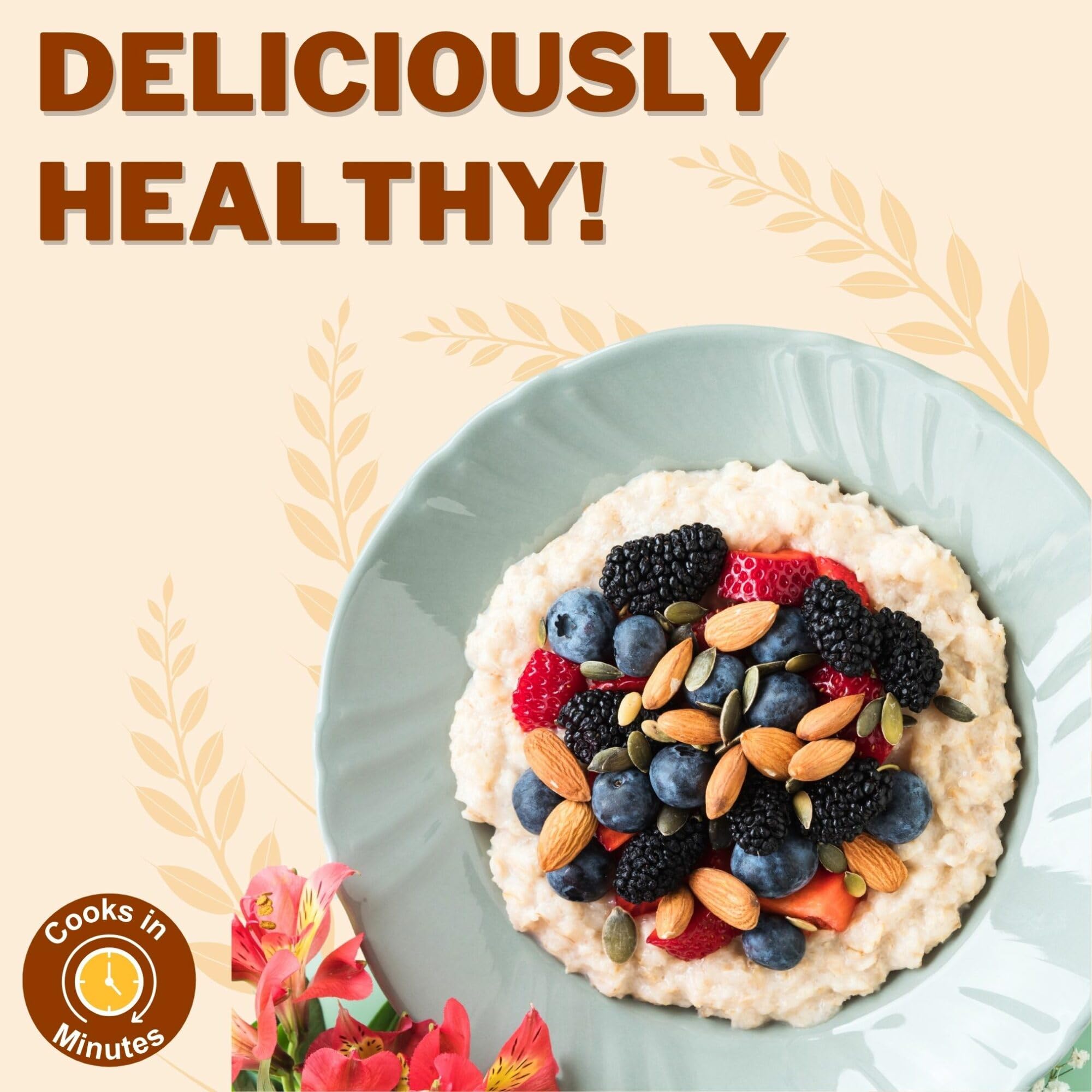 Organic Rolled Oats 1kg - High Fiber, Gluten Free, Non-GMO Breakfast Cereal - Perfect for Oatmeal, Smoothies & Baking - Healthy Whole Grain for Weight Loss & Heart Health