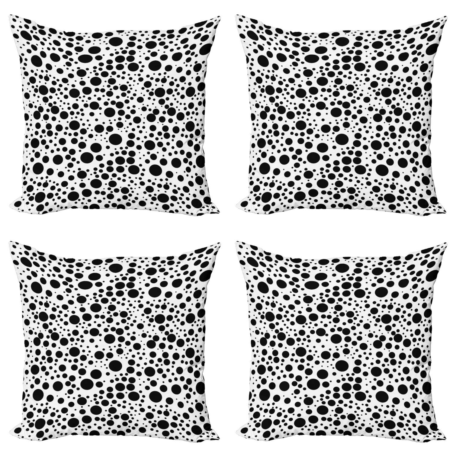 Ambesonne Black and White Decorative Throw Pillow Covers Set of 4 - Modern Dot & Bubble Pattern Cushion Covers for Sofa, Bed, Car (20 Inch) - Perfect for Living Room, Bedroom & Home Decor