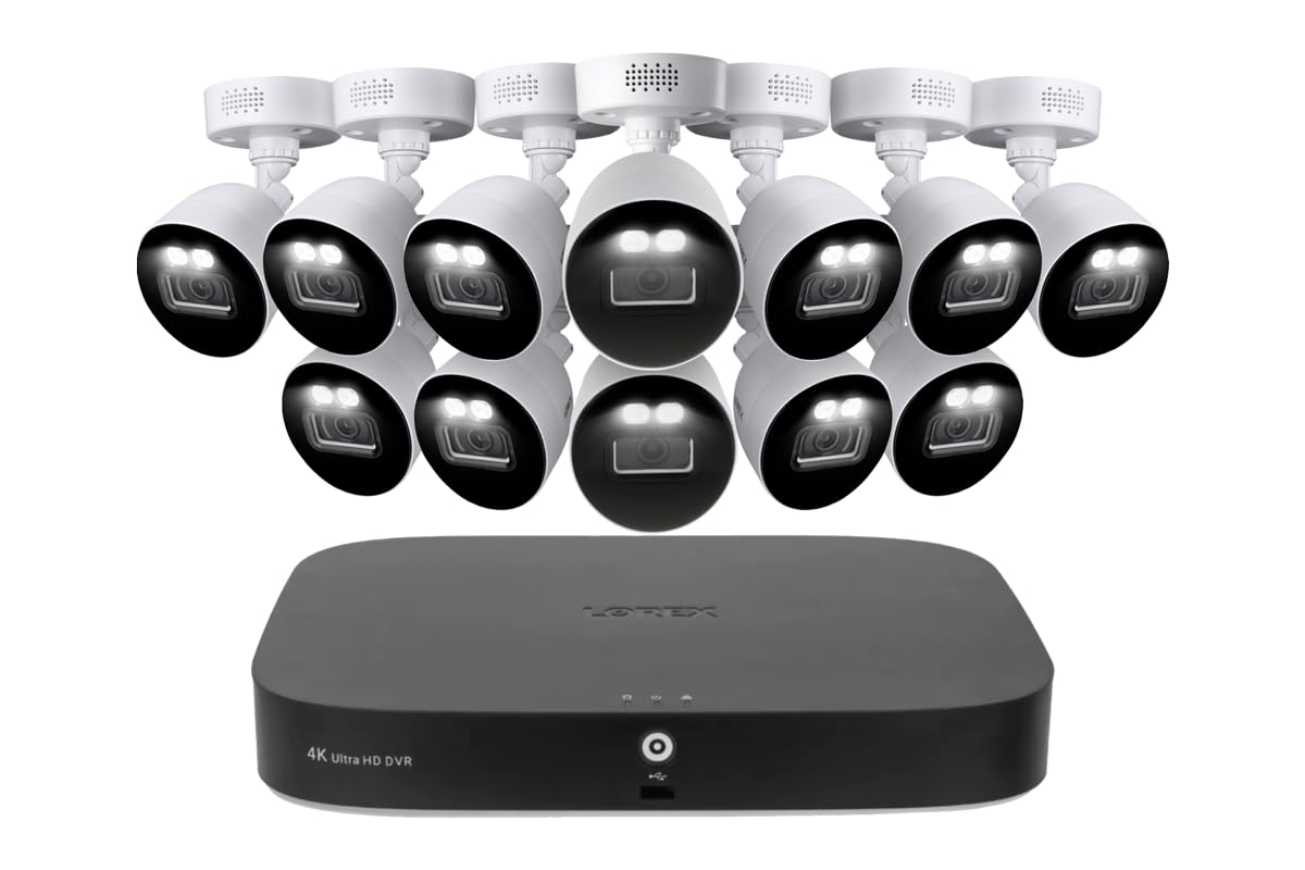 Lorex Fusion 4K 8MP 20 Camera Security System (16 Wired + 4 Wi-Fi) with 2TB DVR & 12 Indoor/Outdoor Bullet Cameras - Active Deterrence, Color Night Vision, 108° Wide Angle, IP67 Weatherproof - Ideal for Home & Business Surveillance