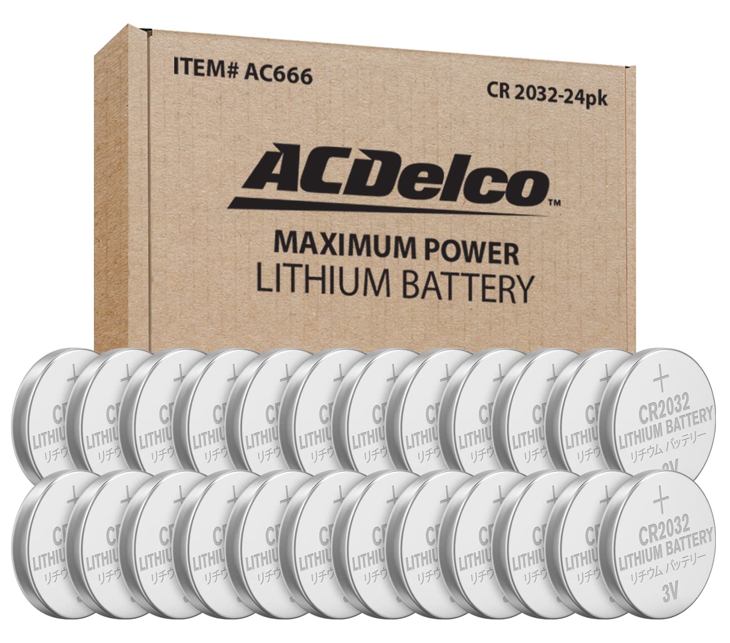 ACDelco 24-Pack CR2032 3V Lithium Coin Cell Batteries for Watches, Key Fobs, Calculators & Small Electronics - Long Lasting 5-Year Shelf Life - Ideal for Home, Office & Emergency Kits