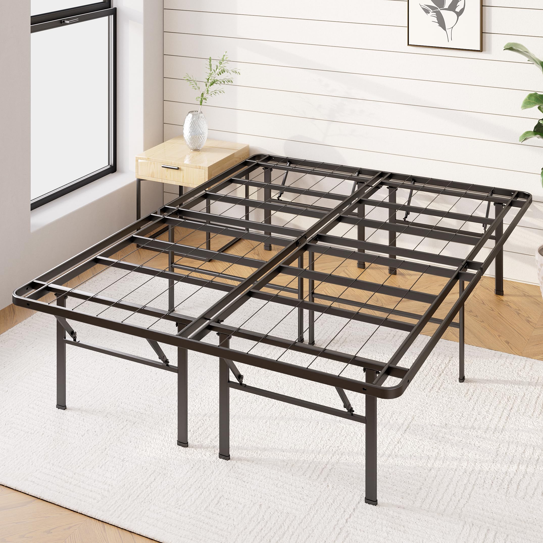 ZINUS SmartBase Heavy Duty 16 Inch Metal Platform Bed Frame - No Box Spring Needed, Sturdy Steel Frame with Underbed Storage, King Size - Perfect for Modern Bedrooms & Guest Rooms