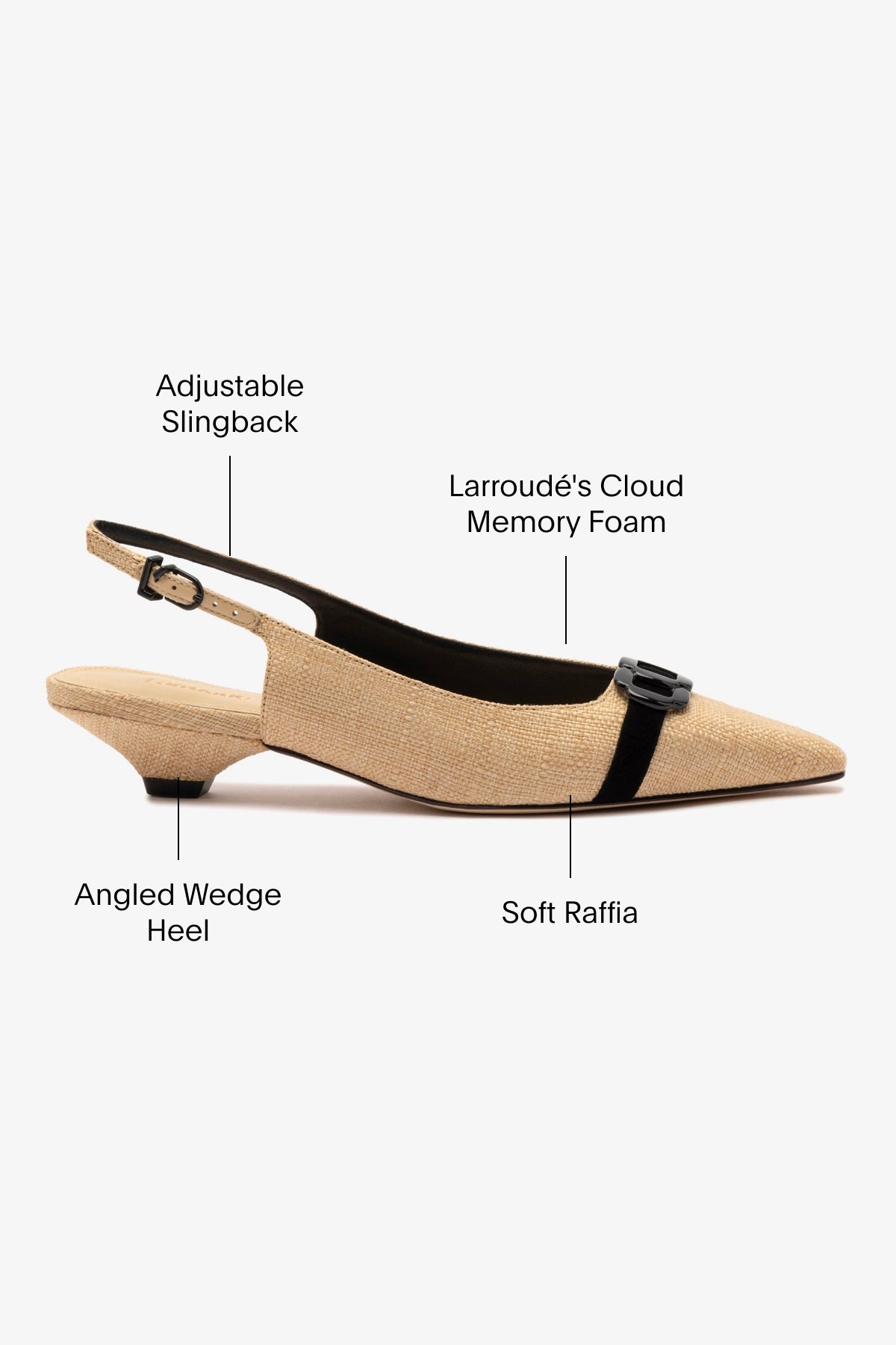 Franca Pump Women's Shoes in Beige Raffia with Black Leather Trim - Comfortable Heels for Work, Wedding & Special Occasions