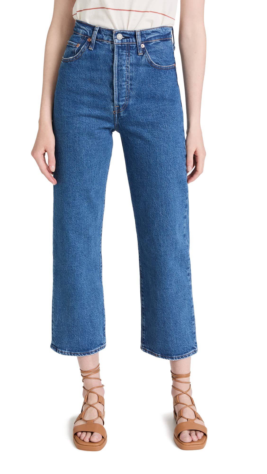 Levi's Women's Premium Ribcage Straight Ankle Jeans - High Waist Stretch Denim Pants for Casual Wear & Everyday Outfits