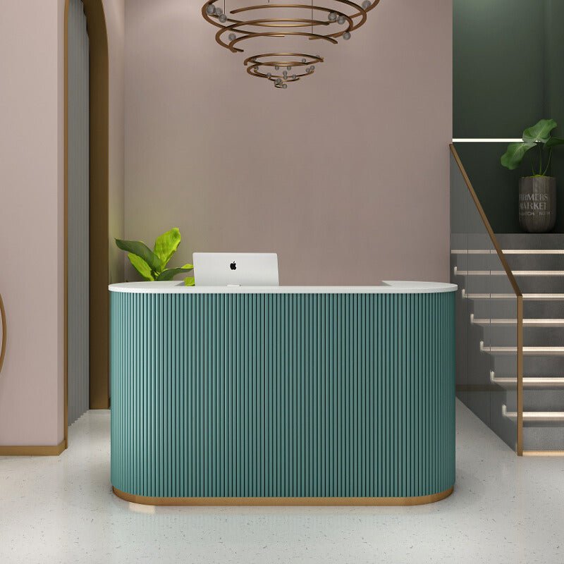 Elegant Arc-Shaped Reception Desk for Beauty & Nail Salons - Perfect for Spa, Manicure, and Pedicure Businesses