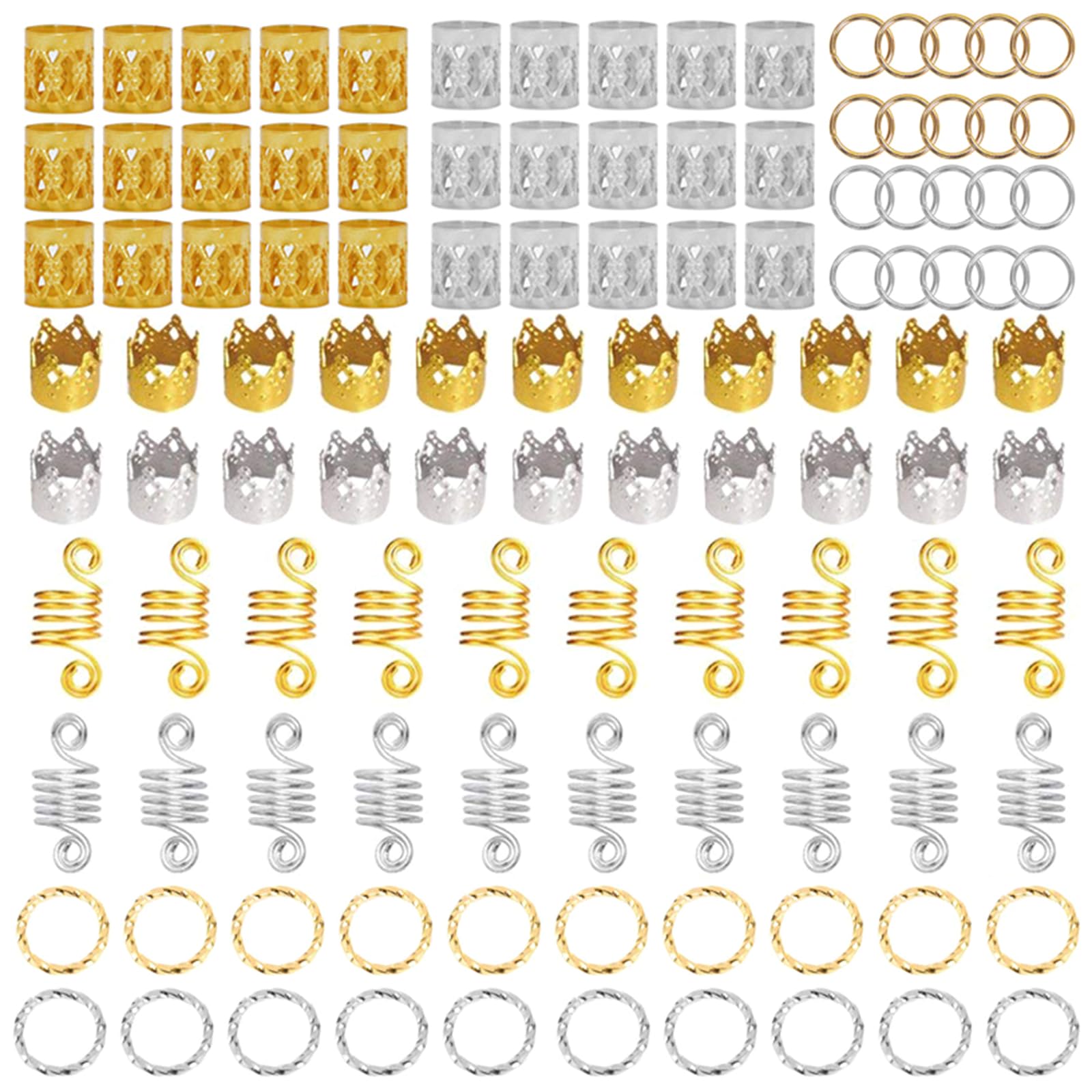 110 Pcs Hair Braid Cuffs Set - Dreadlock Beads & Clips for Women - Hair Extension Accessories & Decor - Perfect for Braiding, Dreadlocks, and Styling