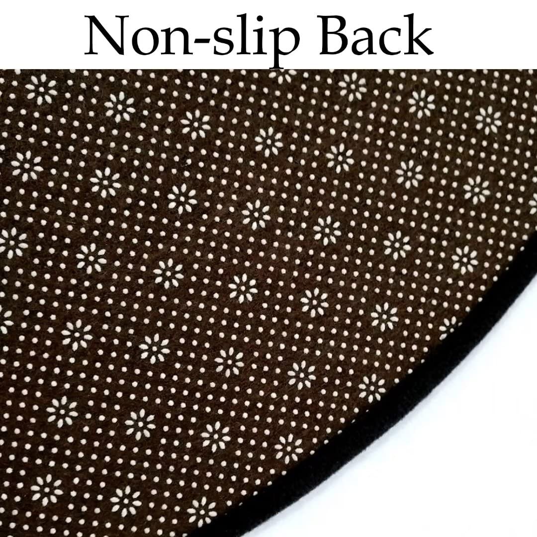 Modern Abstract Round Area Rug - 5 ft Houndstooth Printed Washable Non-Slip Carpet for Living Room & Bedroom | Boho Chic Home Decor Floor Mat