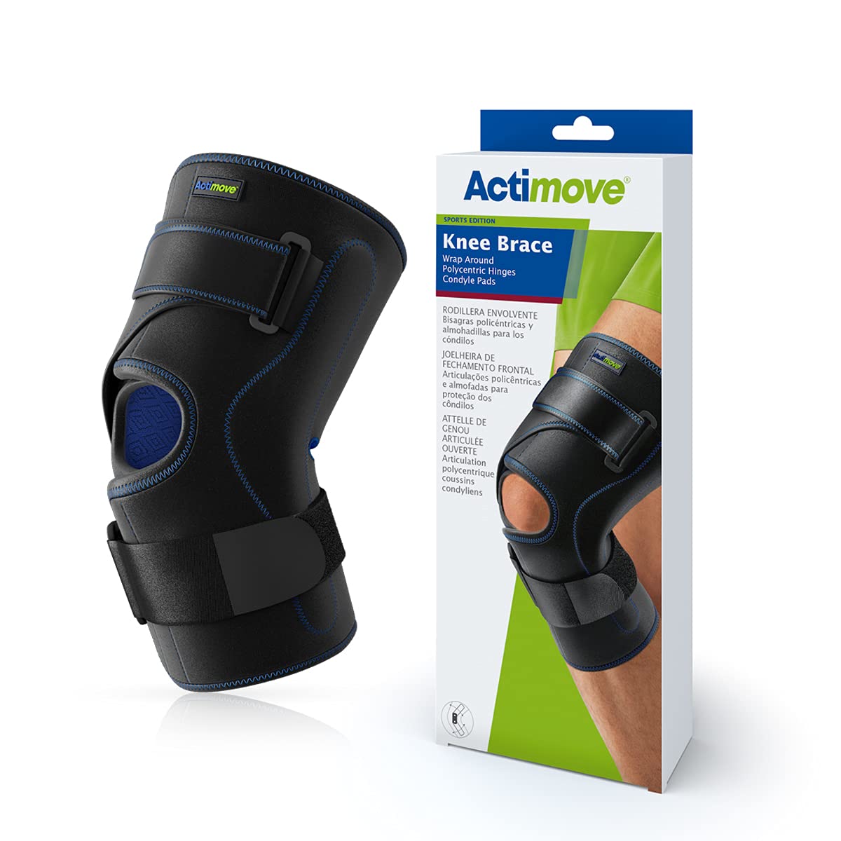Actimove Knee Brace with Polycentric Hinges & Condyle Pads - Adjustable Wrap Around Support for Arthritis, Injury Recovery & Sports - 2X-Large Black - Ideal for Running, Basketball & Post-Surgery Rehabilitation