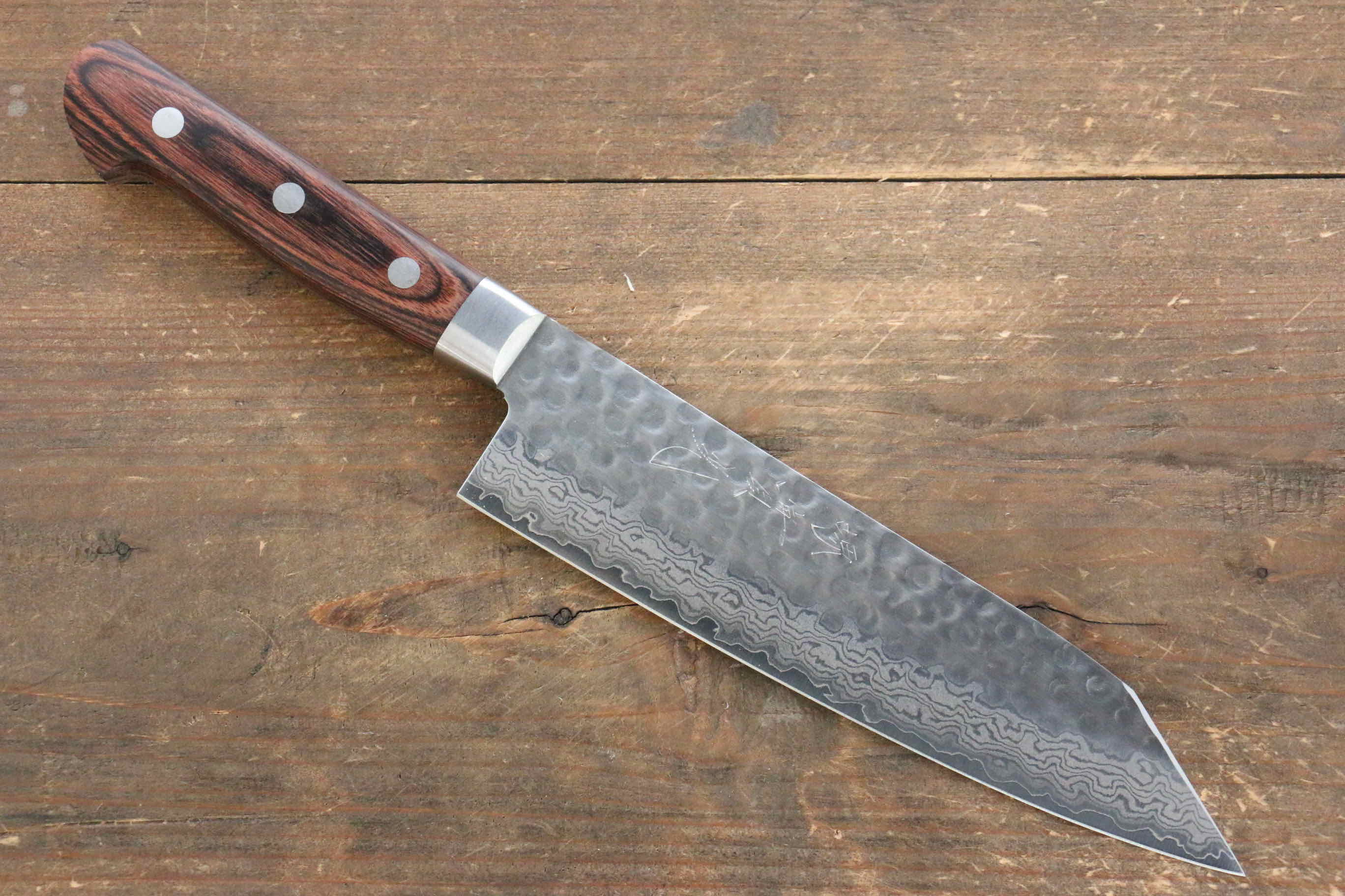 Premium Jikko VG10 17-Layer Kiritsuke Santoku Knife 170mm - Japanese Damascus Steel with Mahogany Handle - Perfect for Sushi, Vegetables & Meat Slicing