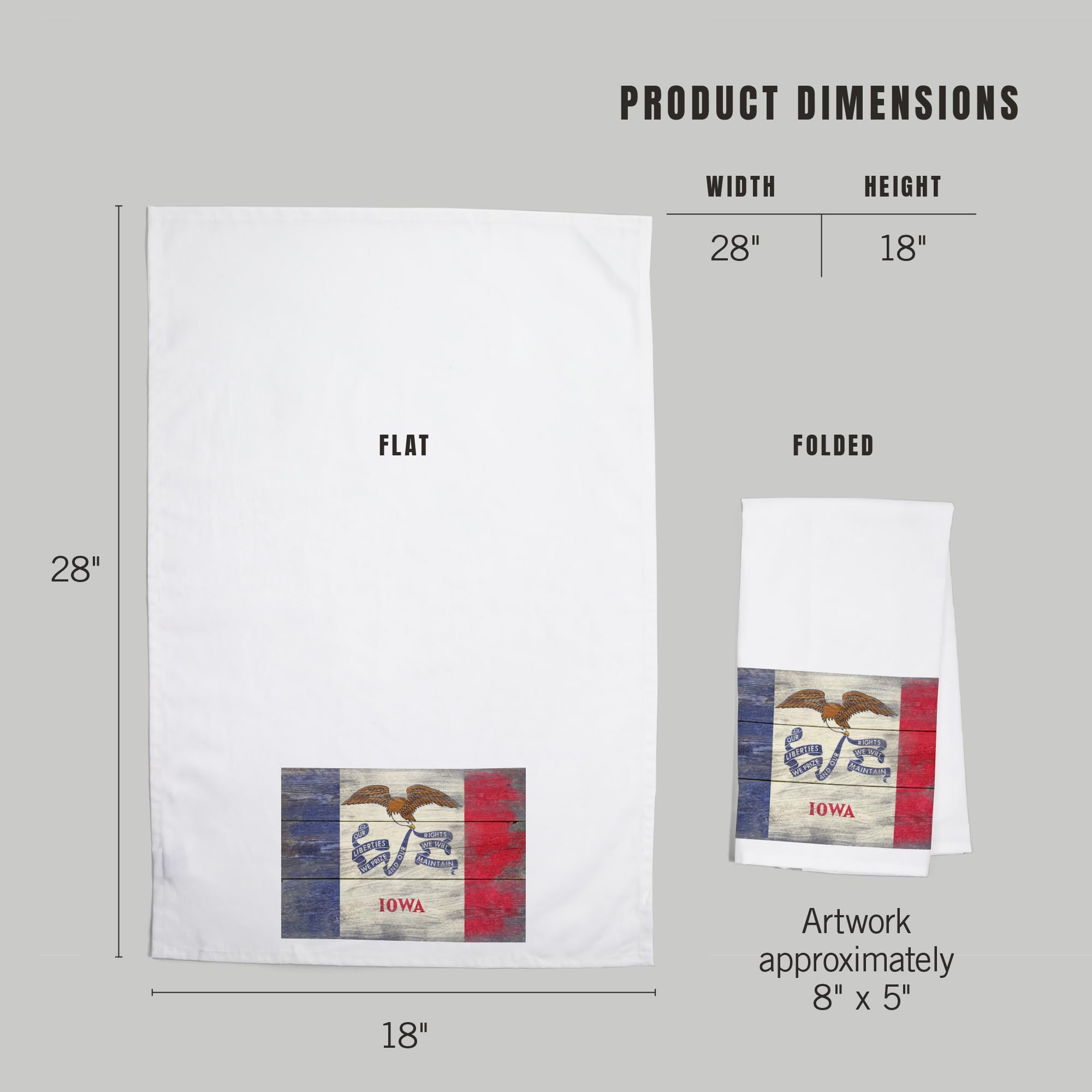 Lantern Press Rustic Iowa State Flag - 100% Cotton Tea Towel & Decorative Hand Towel for Kitchen, Home Decor | Perfect for Farmhouse Style, Gifts & American Pride Displays