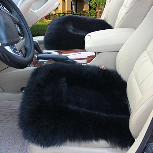 Premium Universal Soft Wool Car Seat Covers - Warm Fuzzy Front & Rear Cushion Set for All Vehicles (Black) | All-Season Comfort for Road Trips, Commuting & Winter Driving