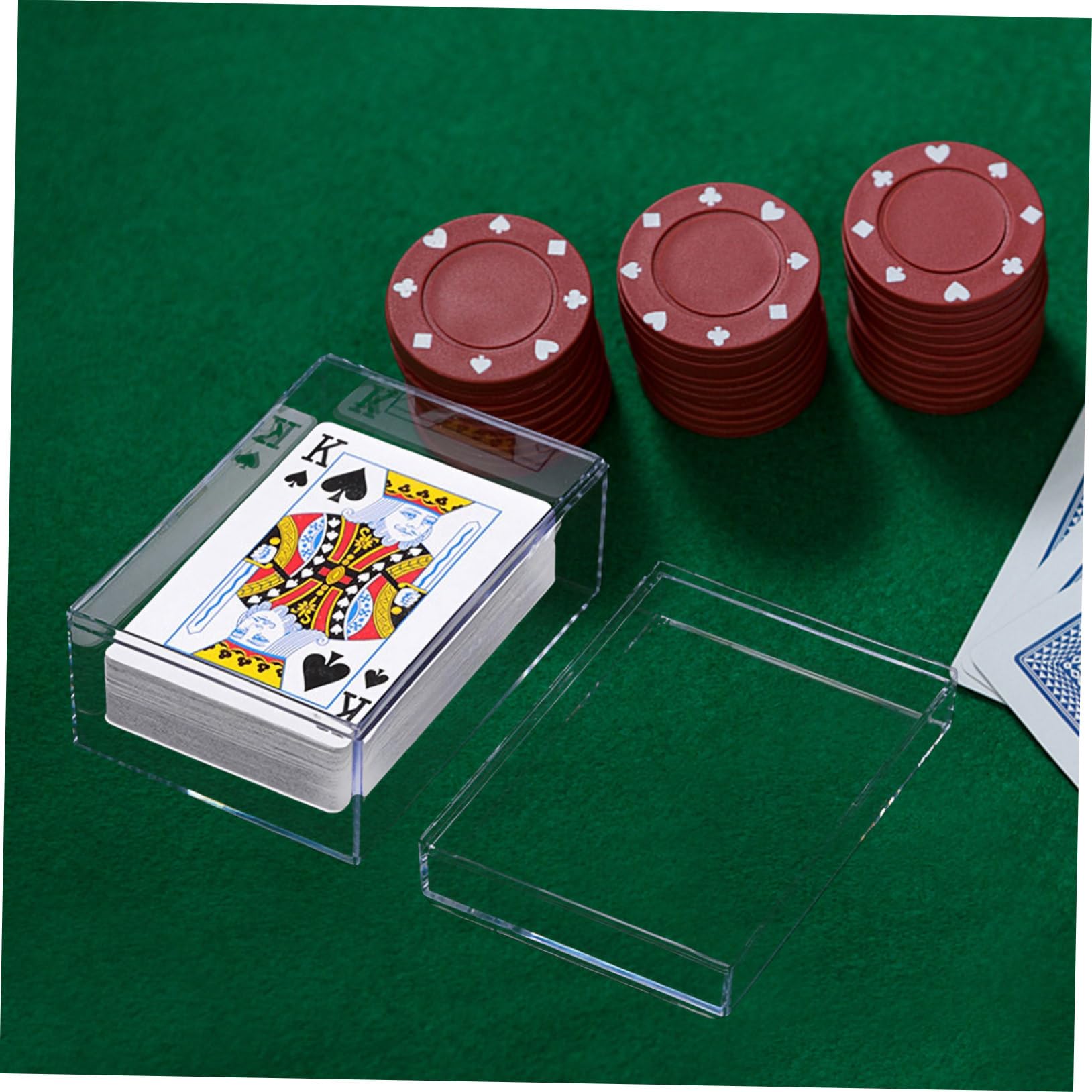Premium Poker Card Holder Box - 2 Deck Organizer with Sturdy Plastic Storage Case for Poker, Blackjack, and Card Games - Perfect for Home, Travel, and Casino Nights