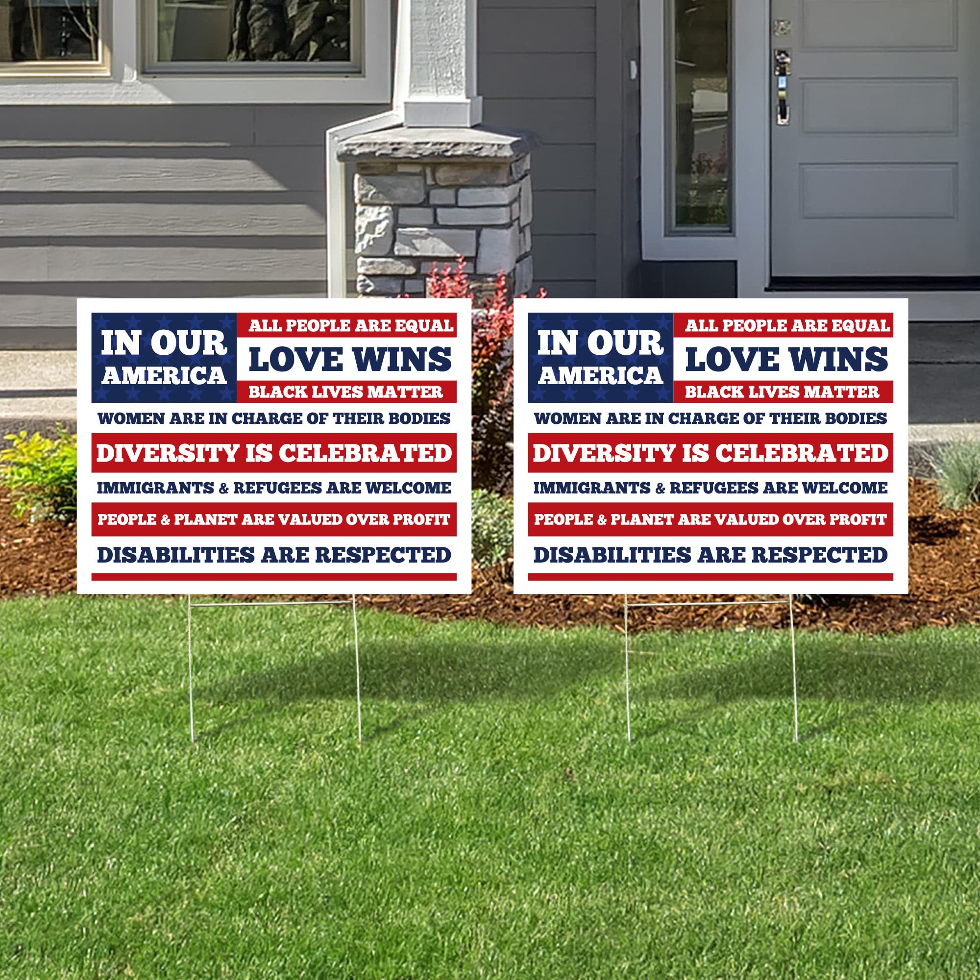 Our America Yard Sign - 18” x 24” (2-Pack) - Patriotic Lawn Decor for Homes, Schools & Community Events