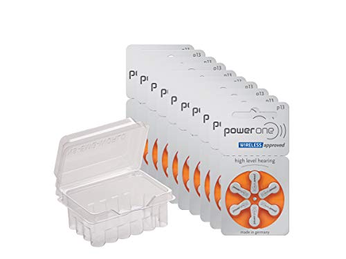 PowerOne Size 13 Hearing Aid Batteries - 60 Pack Zinc Air P13 for Long-Lasting Performance - Perfect for Travel, Daily Use & Outdoor Activities