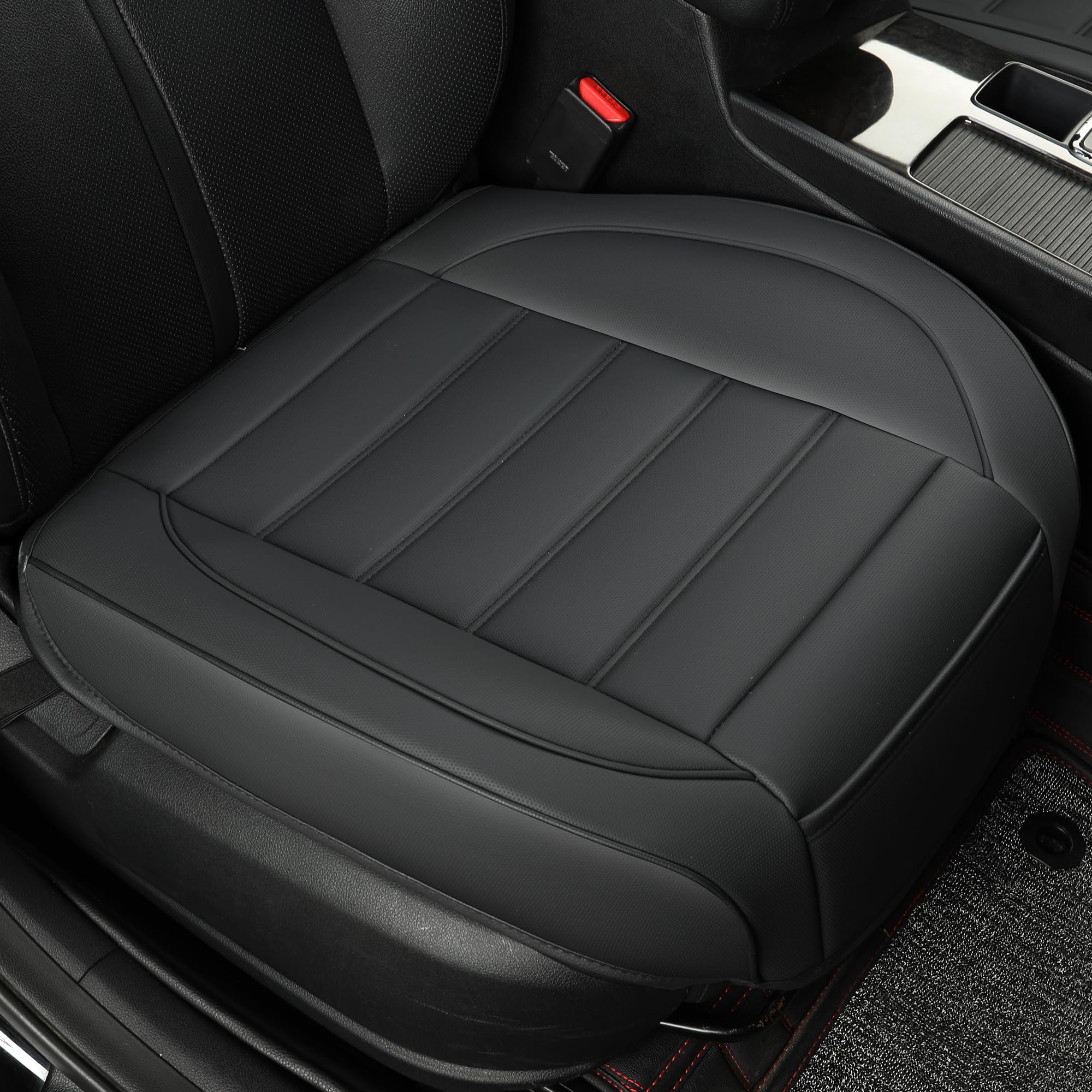 Premium 1-Pack Leather Front Car Seat Covers - Waterproof Luxury Seat Protectors for Sedans, Trucks & SUVs | Full Wrap Design with Bottom Seat Cover | Perfect for Commuting, Road Trips & Daily Protection (Black)