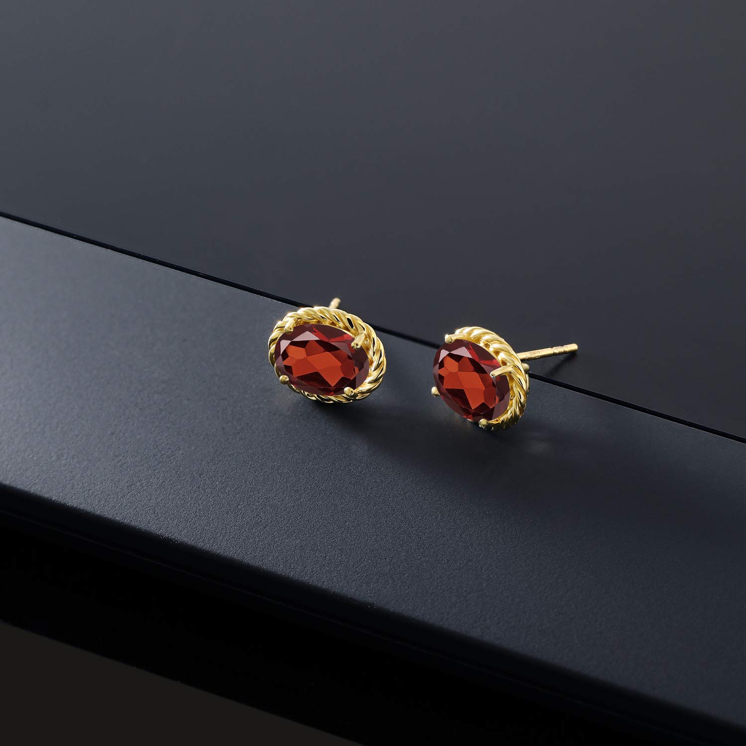 14K Gold Oval Birthstone Earrings for Women & Men | Gemstone Jewelry Gift