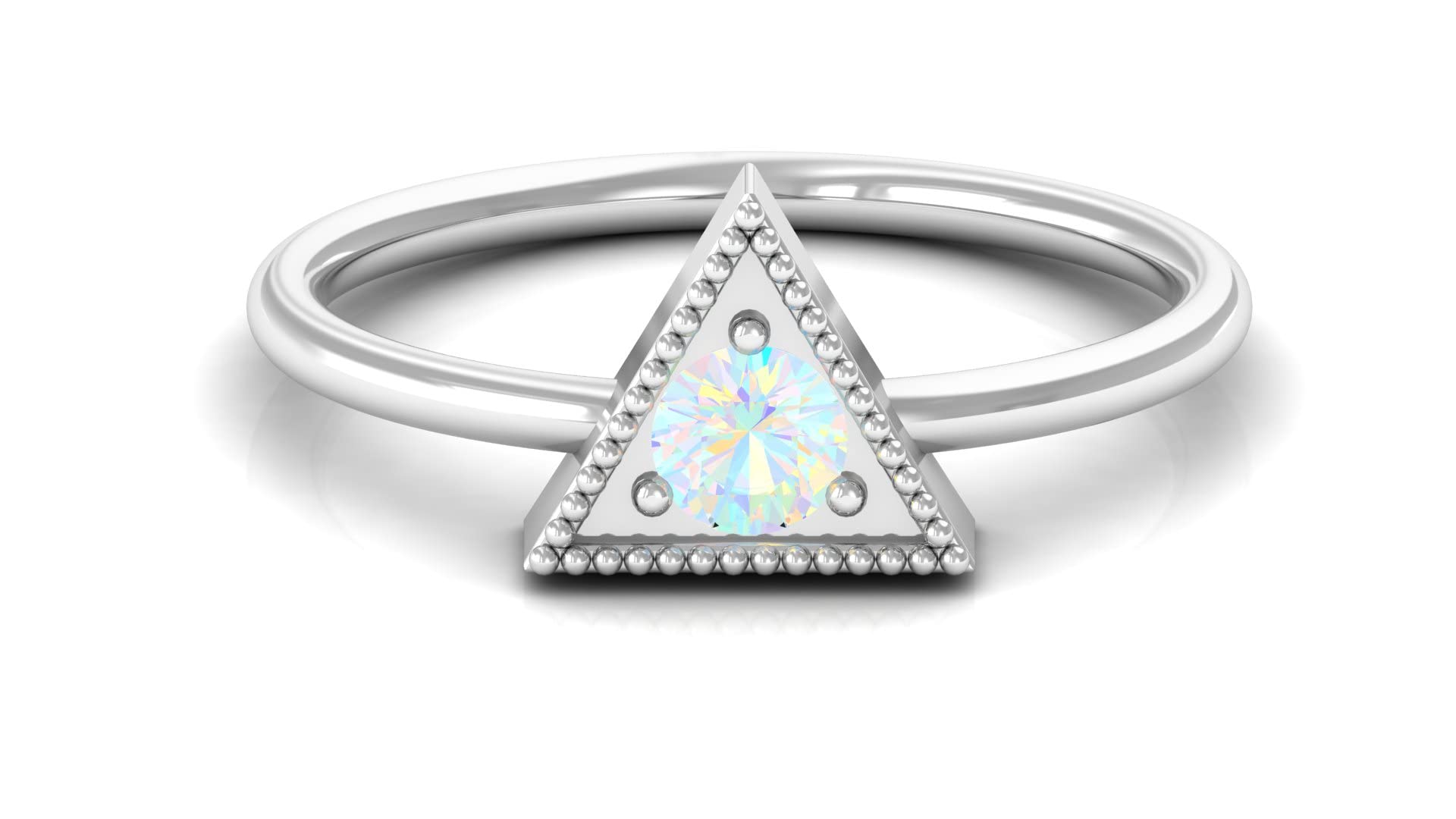 14K Solid Gold Ethiopian Opal Solitaire Promise Ring for Women - Triangle Shaped Geometric October Birthstone Jewelry | Perfect for Engagement, Anniversary & Special Occasion Gifts