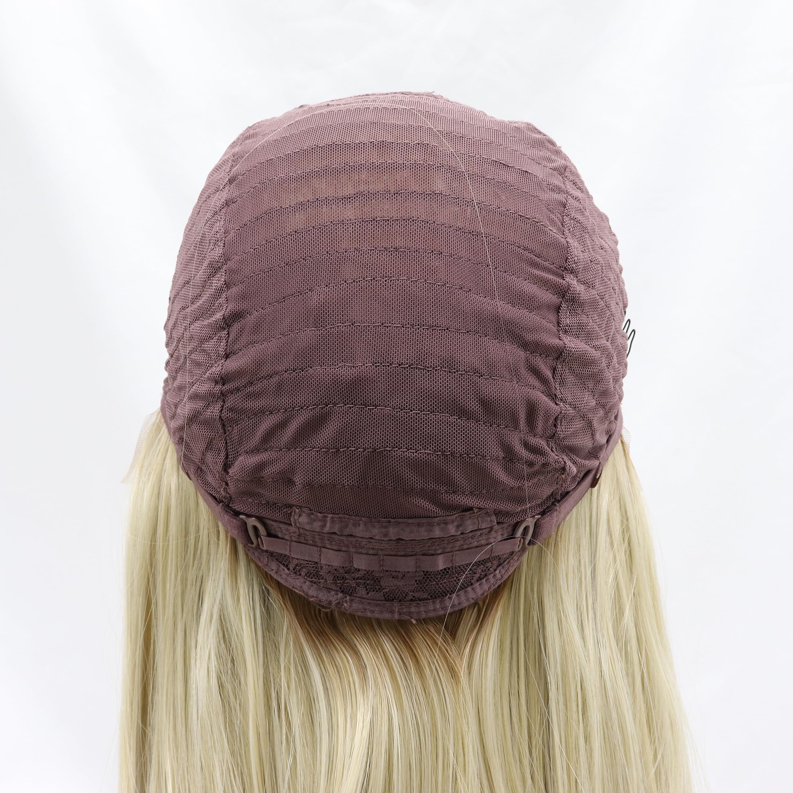 Xiweiya Blonde Straight Wigs with Light Roots - Long Ombre Brown/Blonde Synthetic Lace Front Wig - Heat Resistant Fiber - Perfect for Cosplay, Halloween, Parties & Daily Wear