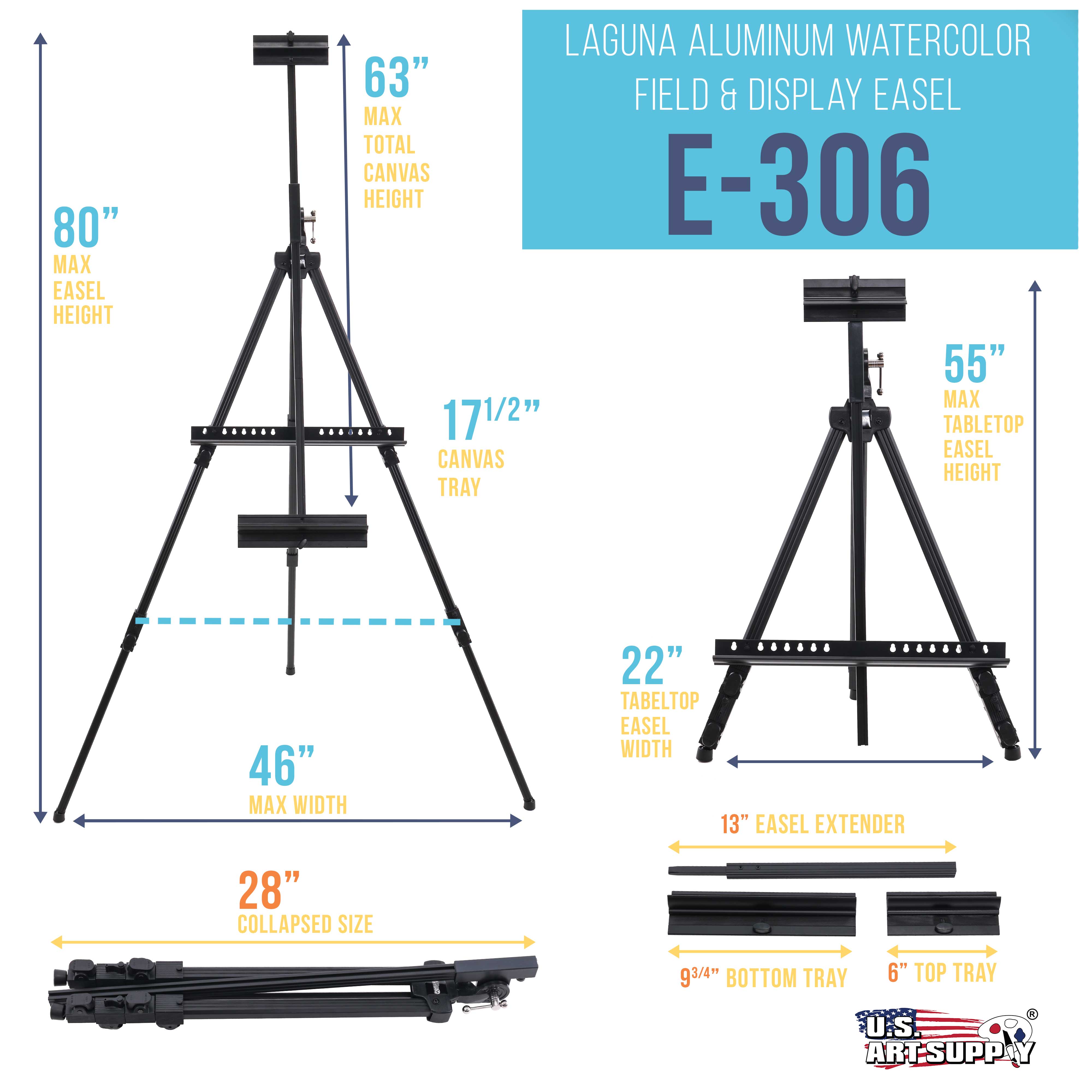 80 Aluminum Art Easel Stand - Adjustable Height Tripod for Canvas & Watercolor Painting (Up to 63