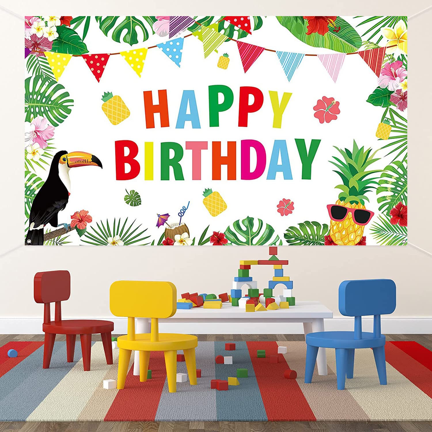 Tropical Hawaiian Luau Party Decorations - Summer Beach Backdrop, Flamingo Banner & Large Yard Sign for Birthday Photo Background | Outdoor Decor, Luau Theme Party Supplies (Perfect for Backyard Celebrations, Tropical Themed Events, and Summer Gatherings)