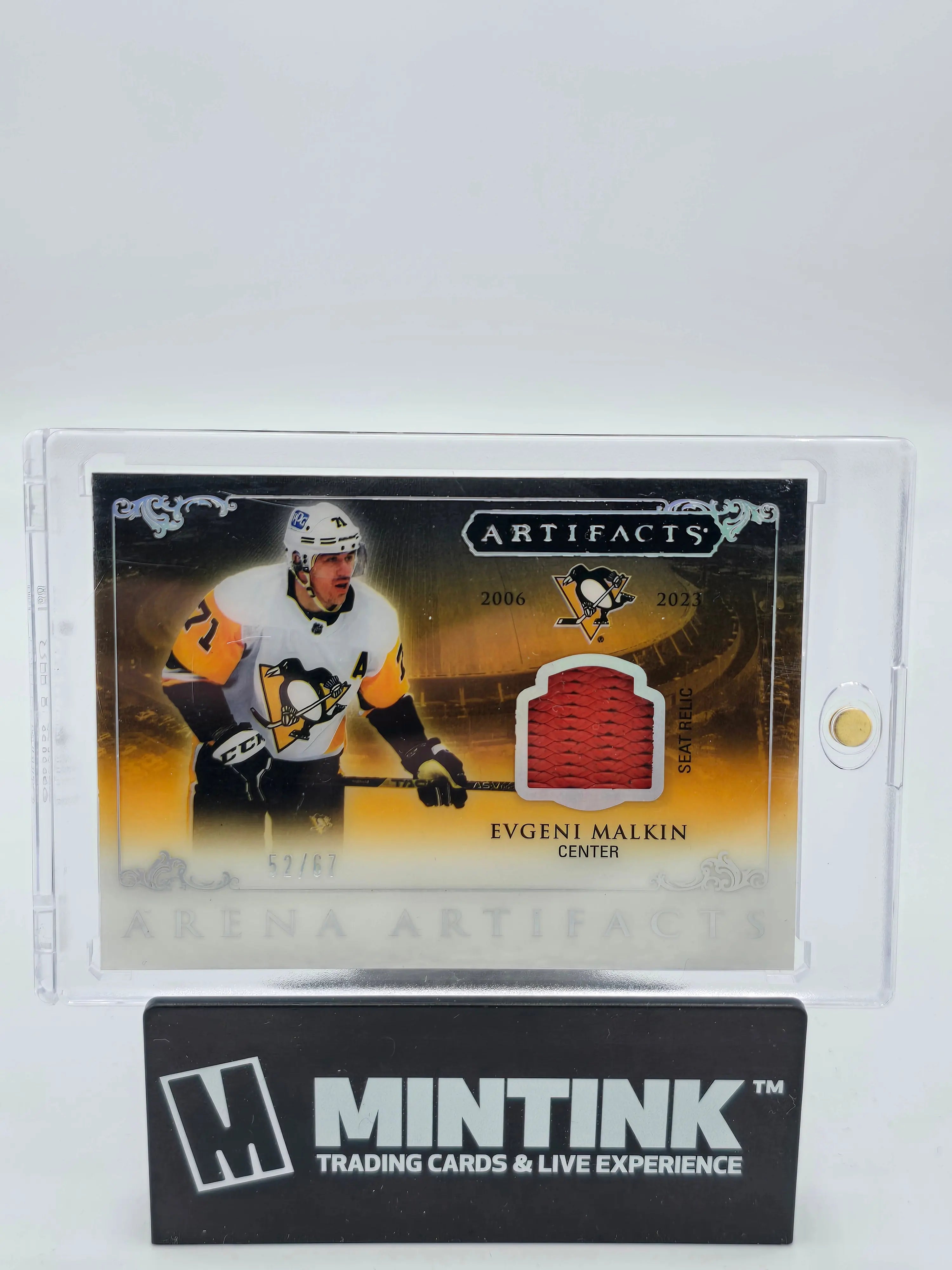 2023-24 Upper Deck Artifacts Evgeni Malkin Arena Artifacts Seat Relic Hockey Card #/67 - NHL Memorabilia for Collectors & Pittsburgh Penguins Fans - Perfect for Sports Card Displays & Investment Collections